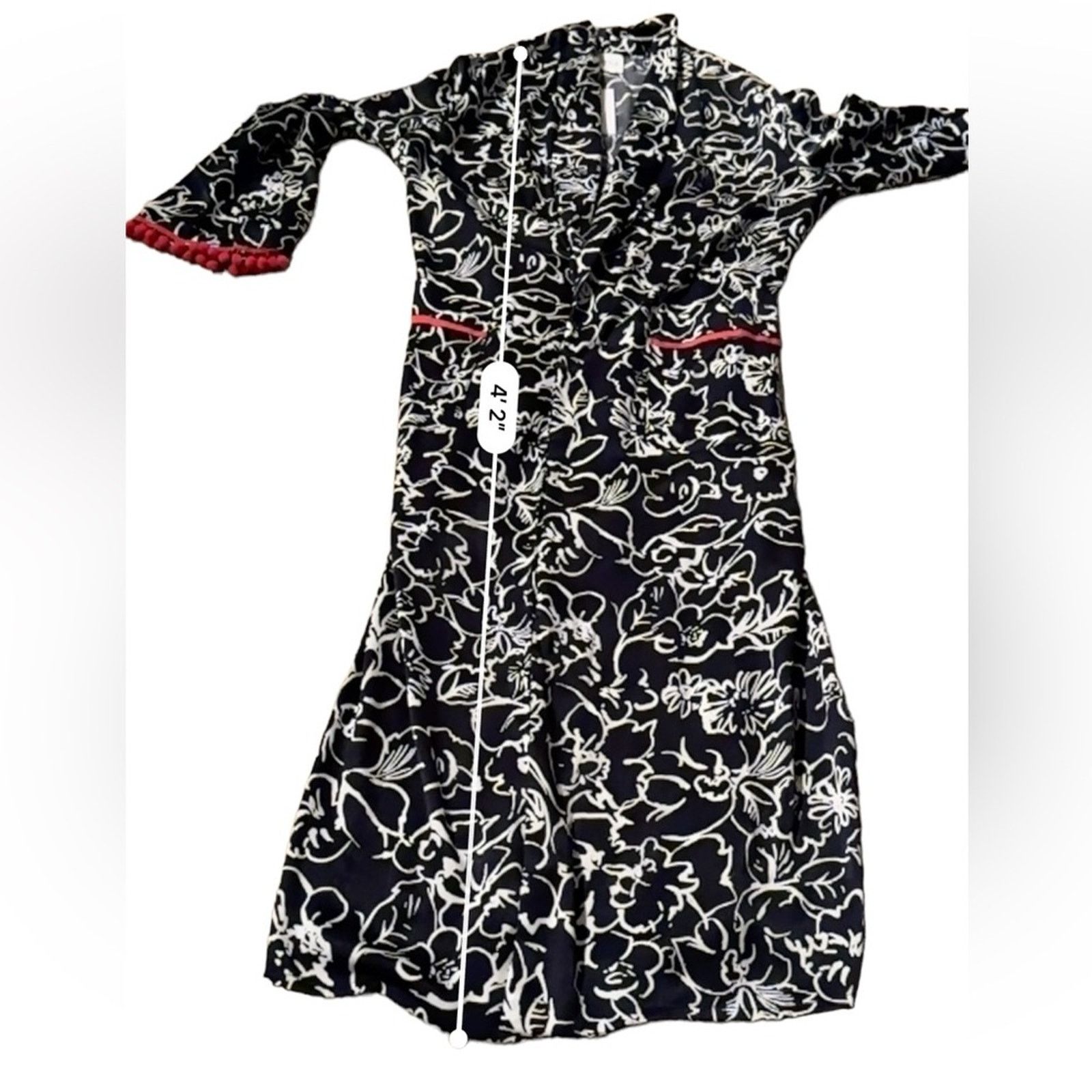 MISA Los Angeles Misa Azores Tasseled Navy Blue & White Floral Kimono XS NEW Size XS / US 0-2 / IT 36-38 - 13 Thumbnail