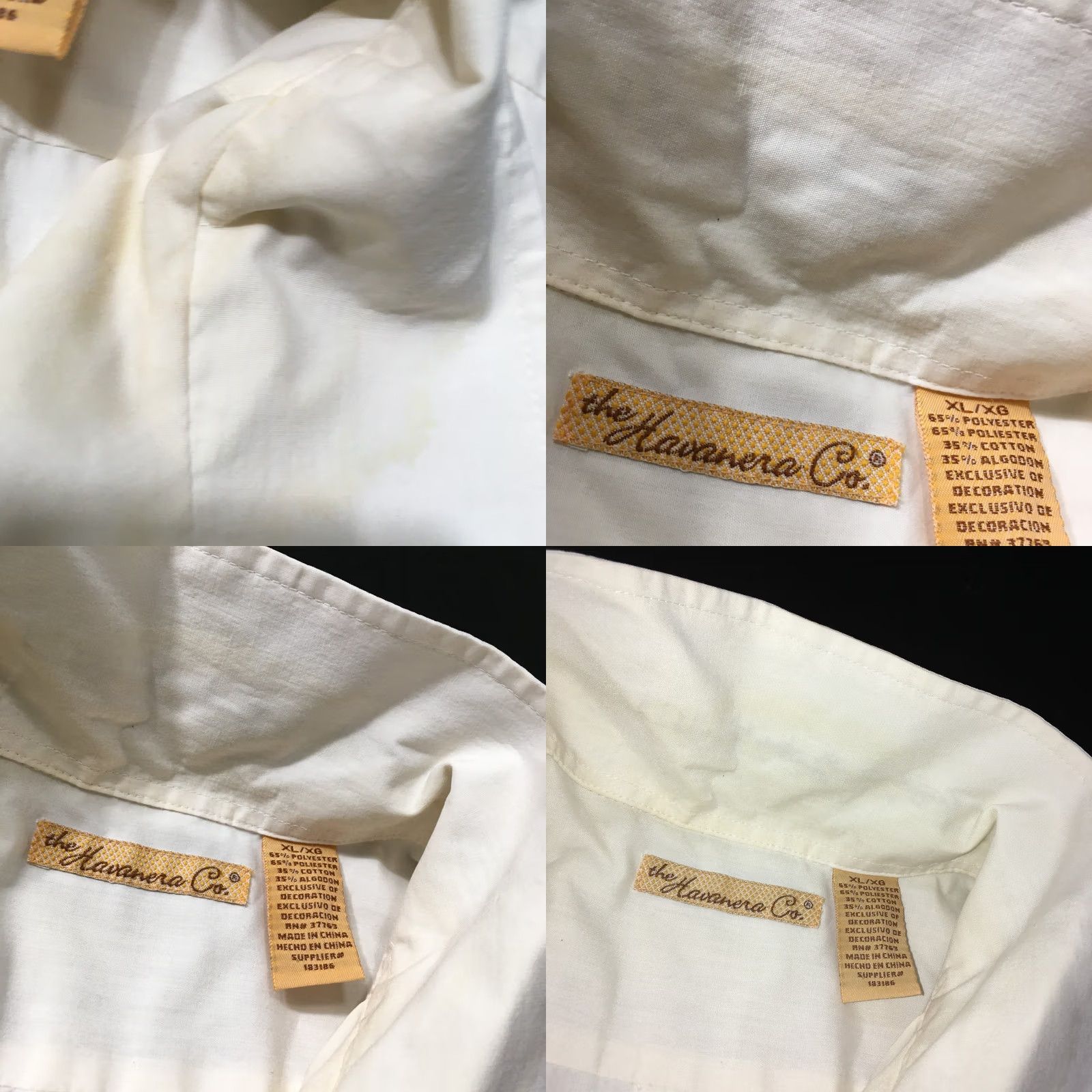 CO VINTAGE THE HAVANERA Co XL Button Down Short Sleeve Shirt CREAM BEIGE POCKETS Mens Size US XL / EU 56 / 4 - 8 Thumbnail