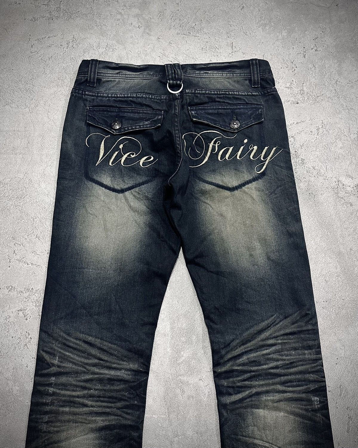 Japanese Brand Vkei Vice Fairy Distressed Flare Denim Jeans Lgb Style Size US 30 / EU 46 - 4 Thumbnail
