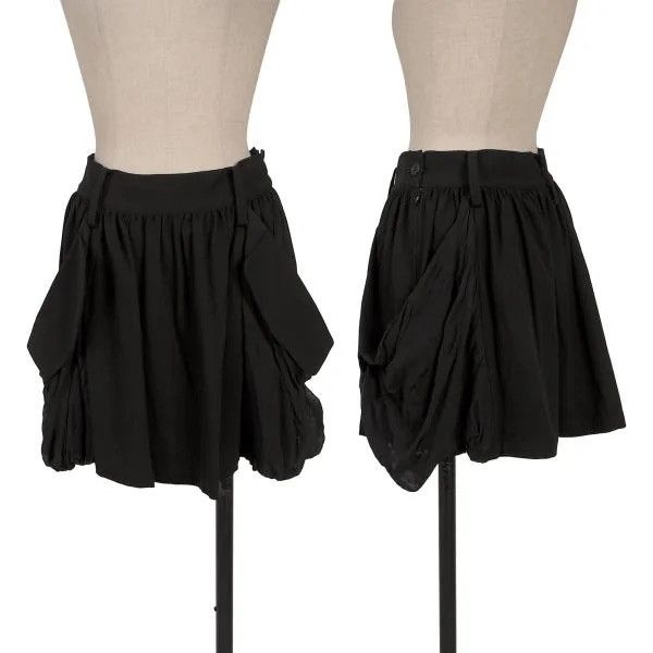 Limi Feu LIMI feu Yohji Yamamoto - Silk Gathered Pocket Mini Skirt Size 29" - 1 Thumbnail