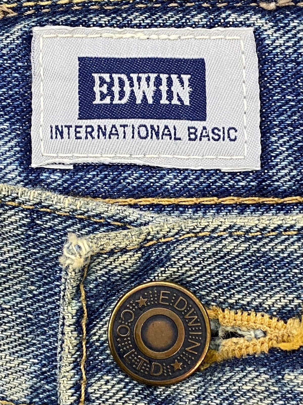 Edwin Edwin Faded Wash Whiskered Style Straight Leg Jeans Size US 31 - 10 Thumbnail