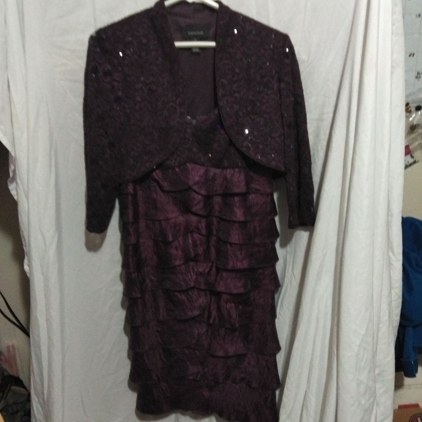 Other R&M Richards Tiered Dress Womens 8 Cocktail Sequin Lace Size M / US 6-8 / IT 42-44 - 1 Thumbnail
