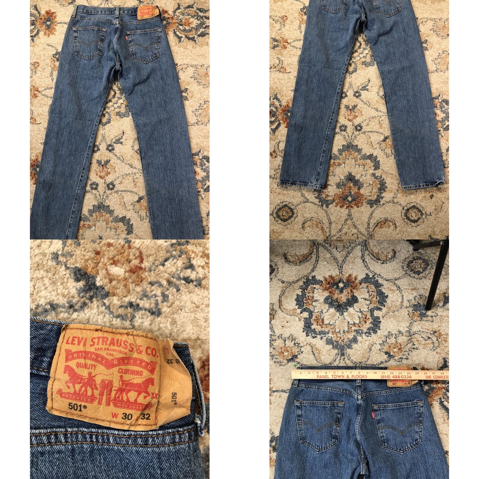 Levi's Levi's 501 Jeans Mens 30x32 Blue Medium Wash Straight Leg Button Fly Denim Pants Size US 30 / EU 46 - 8 Thumbnail