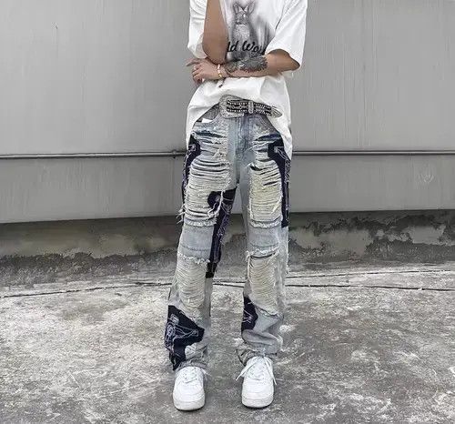 Japanese Brand × Jean Street hip hop grunge raw edge jeans Size US 32 / EU 48 - 1 Thumbnail