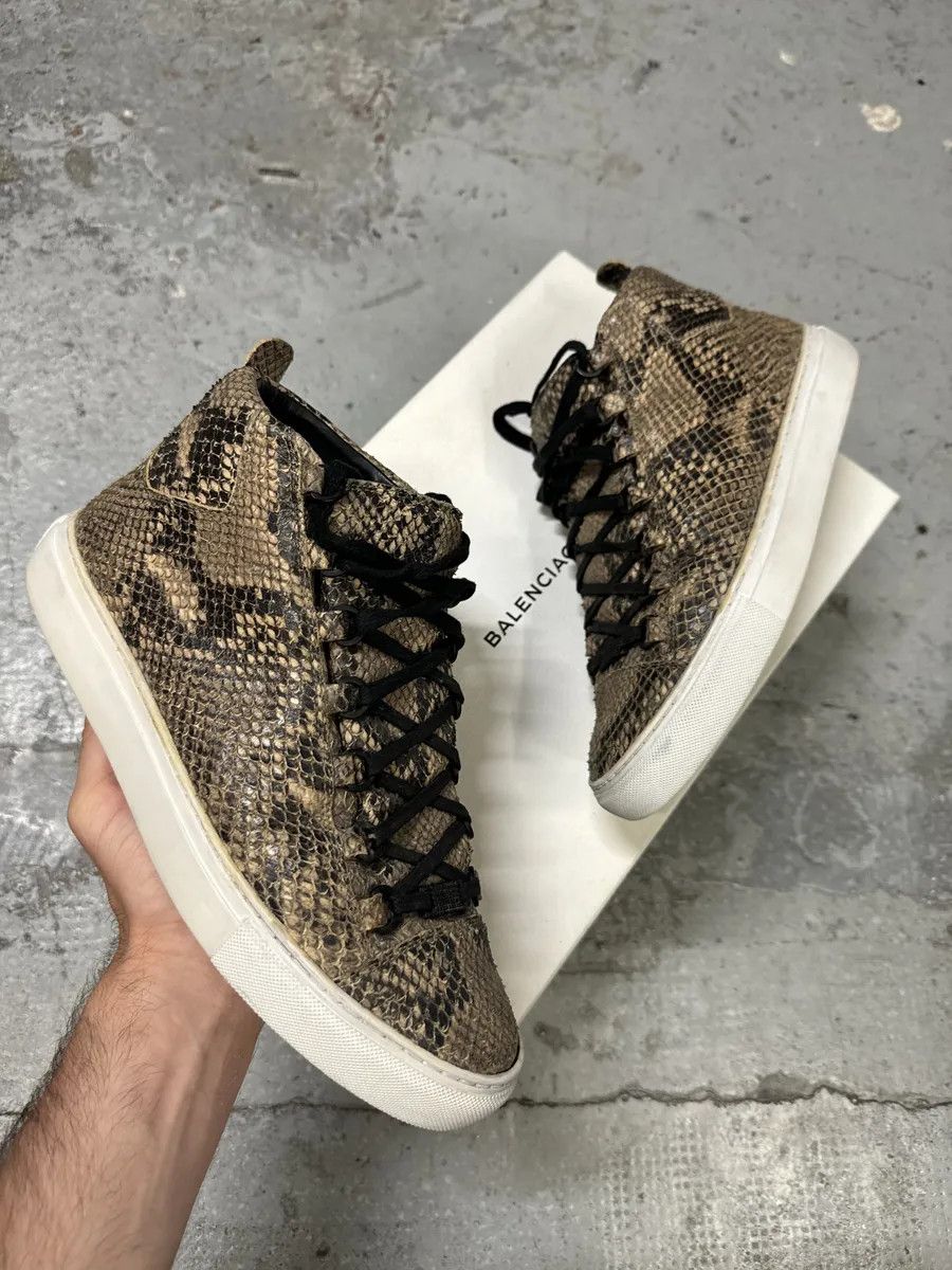 Balenciaga Balenciaga Arena Python Effect Leather High Top Sneakers ...