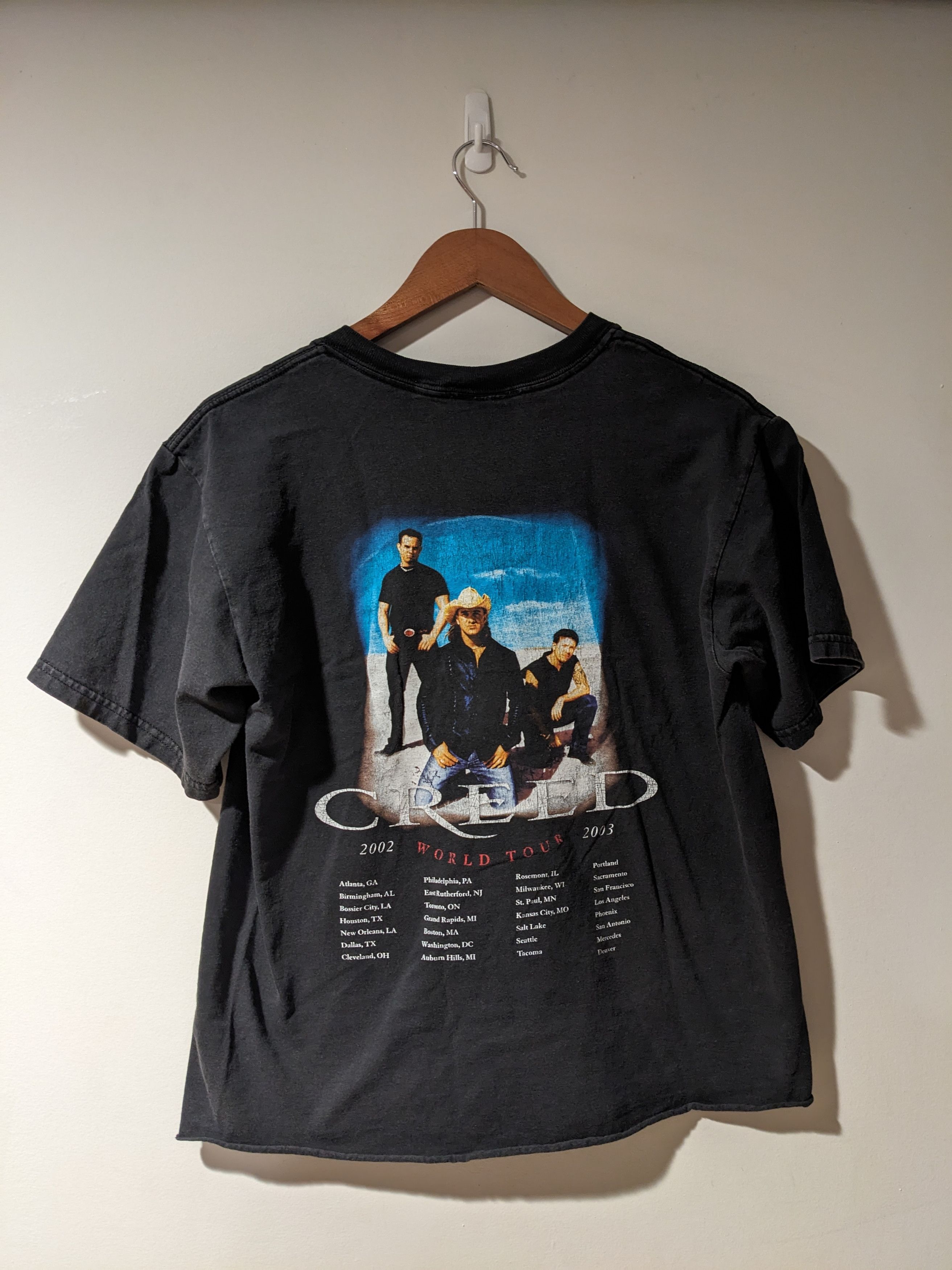 image of Band Tees x Creed Vintage 2003 Creed Band Weathered World Tour Medium T-Shirt in Black, Men's