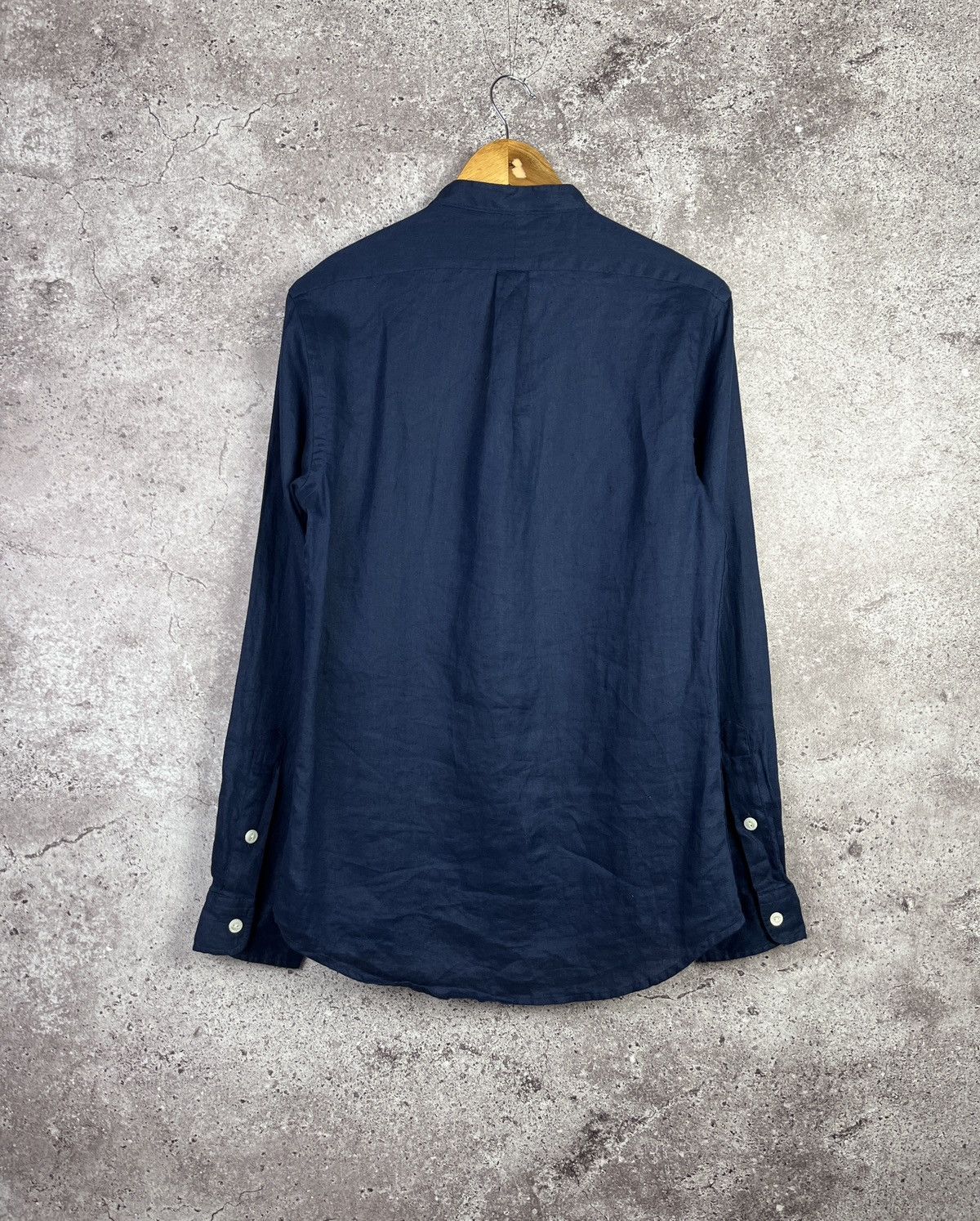 Polo Ralph Lauren Ralph Lauren Linen Shirt Navy Blue Band Collar Slim Fit S Size US S / EU 44-46 / 1 - 3 Thumbnail