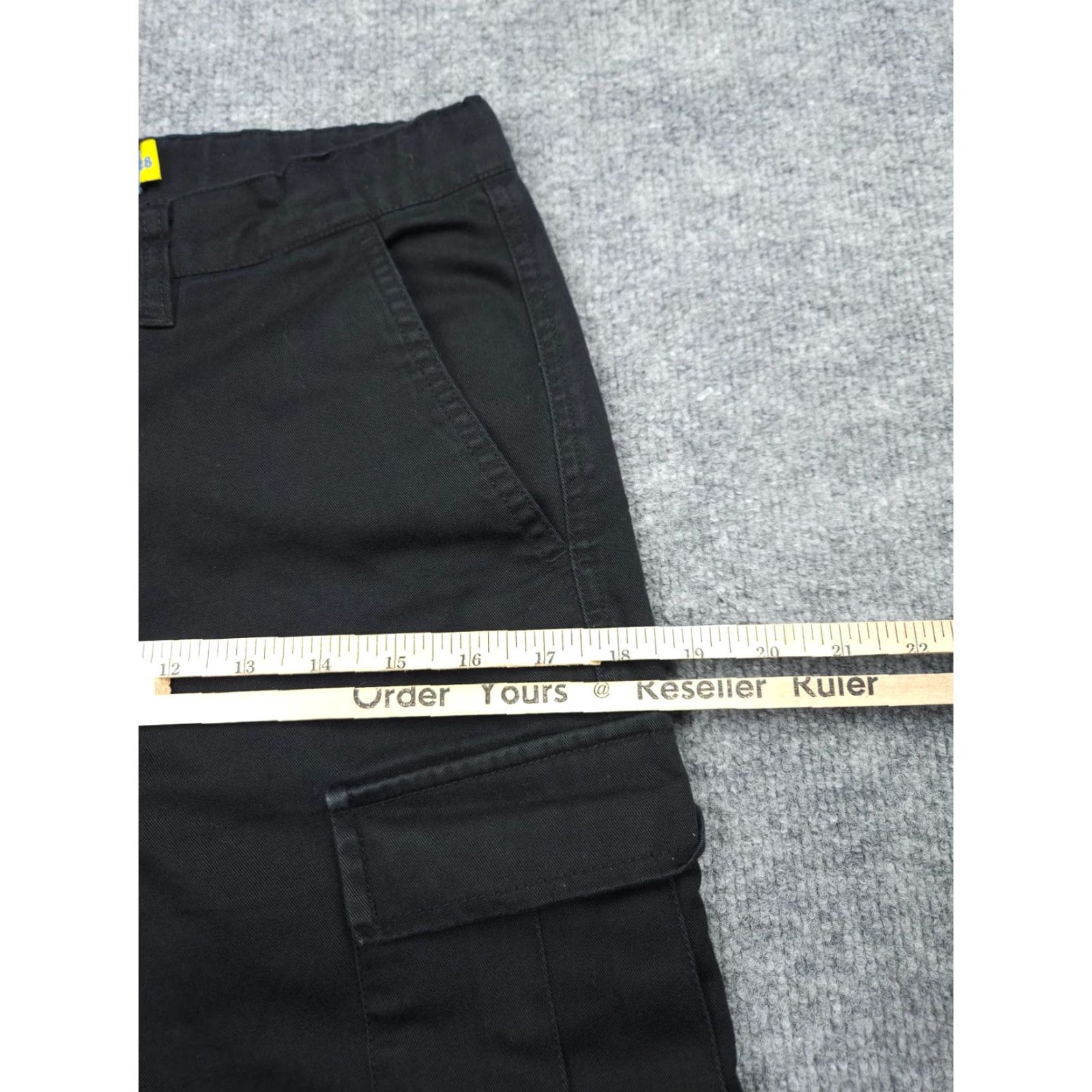 Empyre Empyre Cargo Pants Men's 28 ( FITS 28 x 25) *HEMMED* Black Casual Workwear 5-Pocket Design Embroidered Logo Zipper Cotton Relaxed Straight Pants Mens Size US 28 / EU 44 - 5 Thumbnail