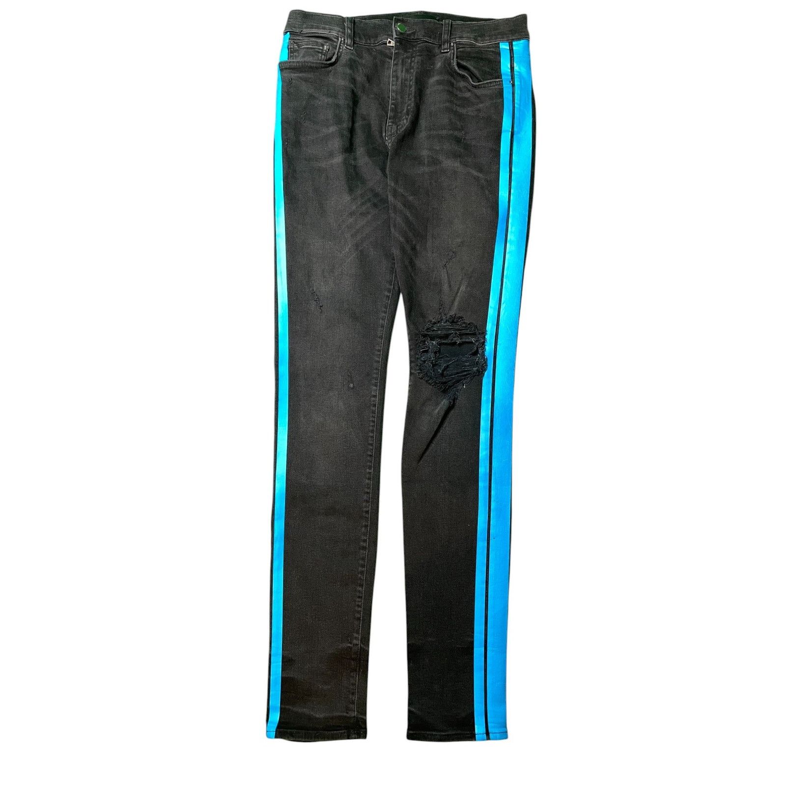 Amiri Amiri Blue Stripe Black Jeans Size US 32 / EU 48 - 1 Thumbnail