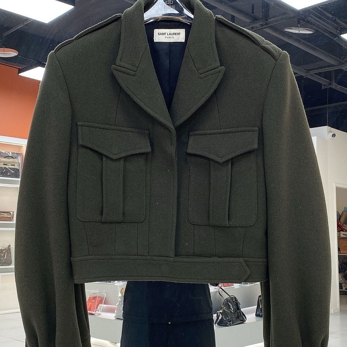 Saint Laurent Paris Saint Laurent Green Wool Jacket F38 Size S / US 4 / IT 40 - 1 Thumbnail