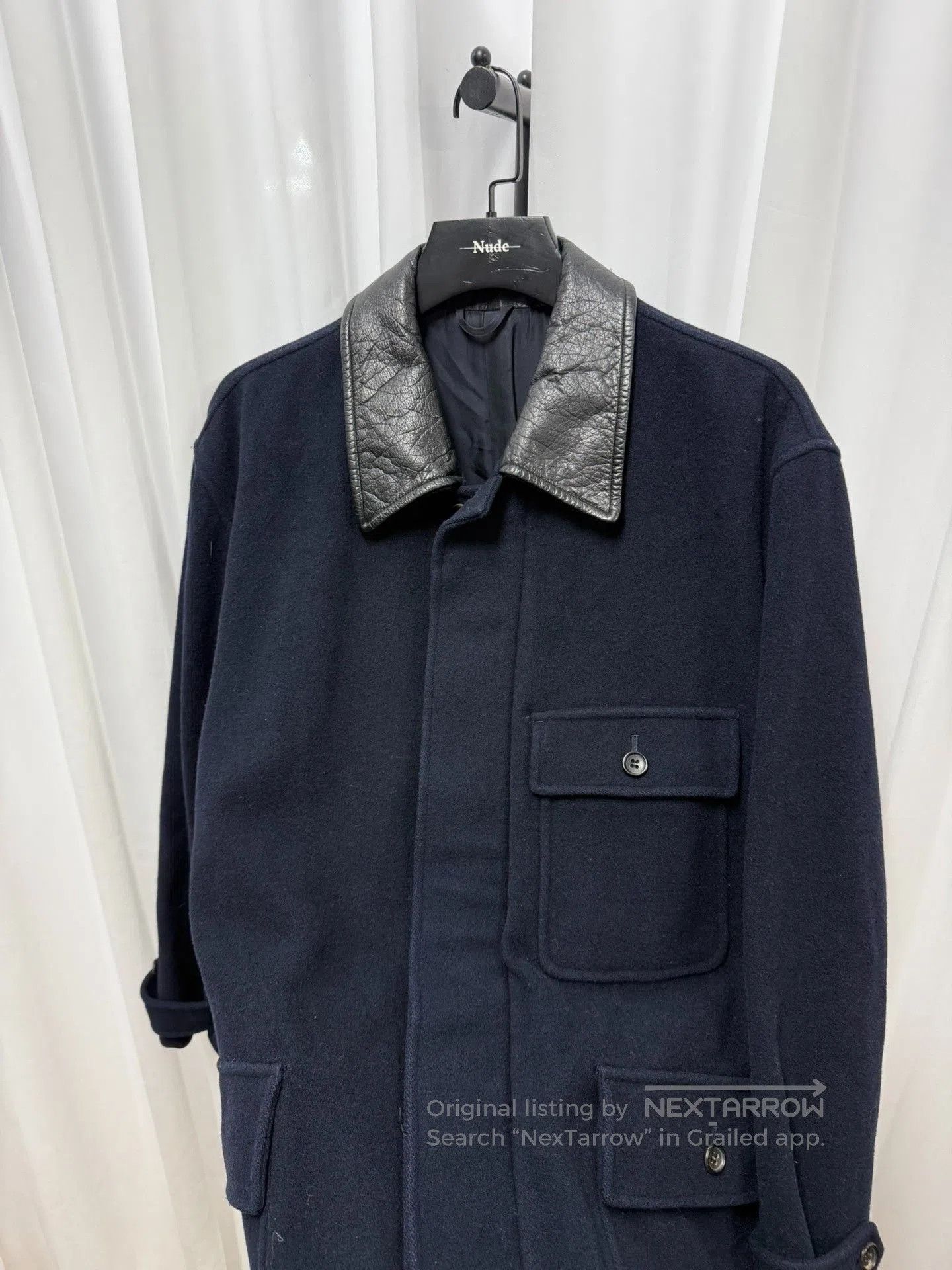 Comme des Garcons Homme Plus Comme des Garçons Homme 1991AW Leather Collar Wool Coat. Size US M / EU 48-50 / 2 - 5 Thumbnail
