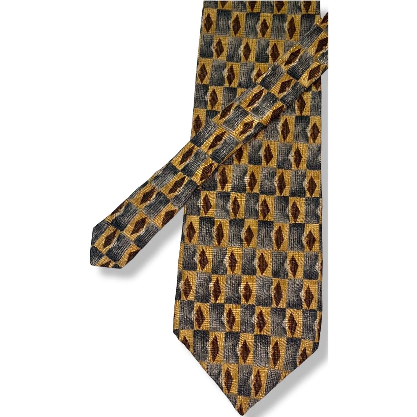Pierre Balmain PIERRE BALMAIN Silk Neck Tie ~ Gray, Brown ~ Geometric Size ONE SIZE - 3 Thumbnail