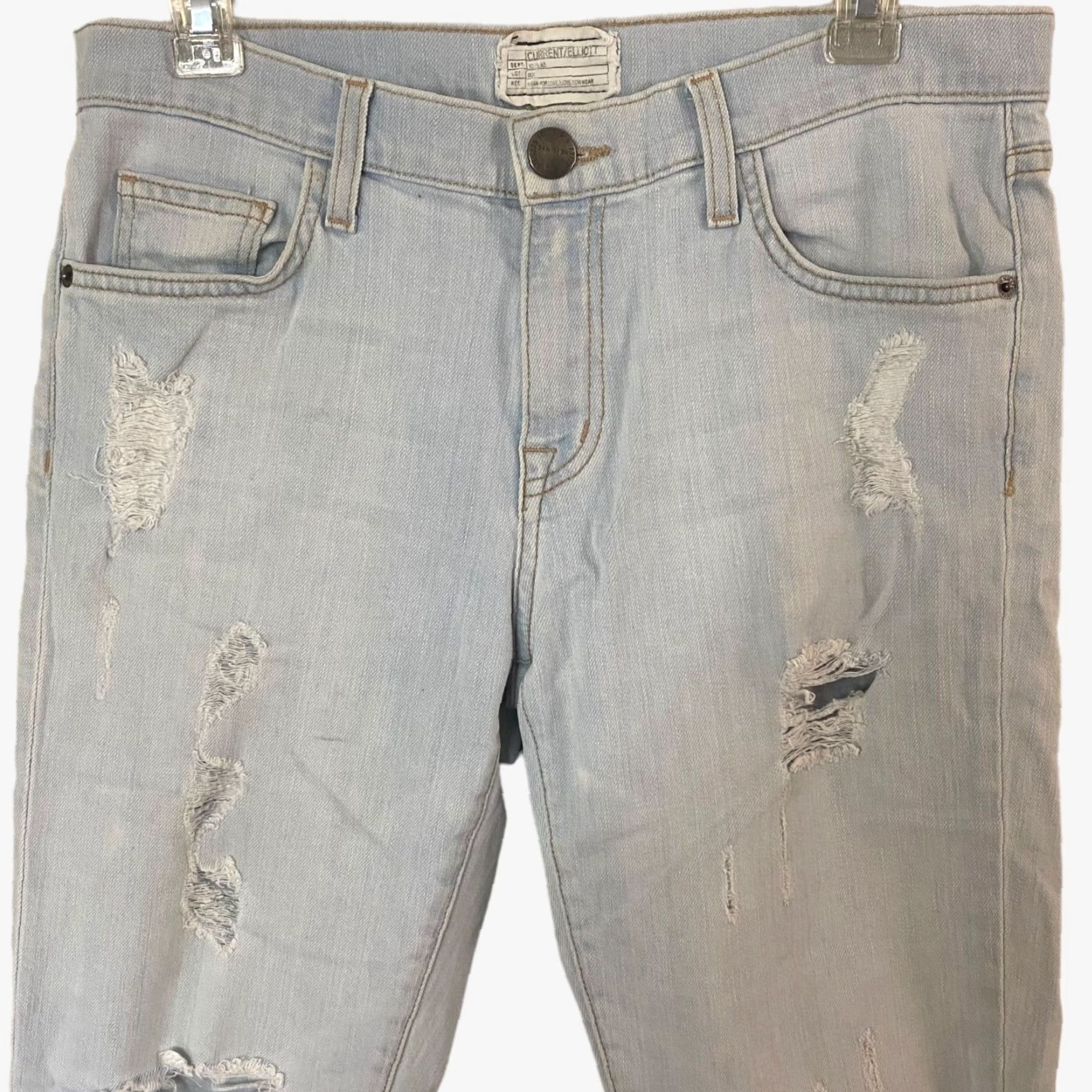 Vintage Current/Elliot The Fling Straight Leg Jeans Distressed Light Denim Women Size 26 Blue Cotton Blend Stretch 5-Pocket Jeans Womens Size 26" / US 2 / IT 38 - 5 Thumbnail