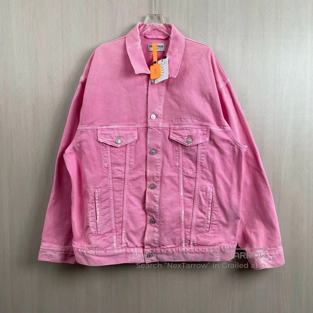 Balenciaga Pink Washed Denim Jacket.