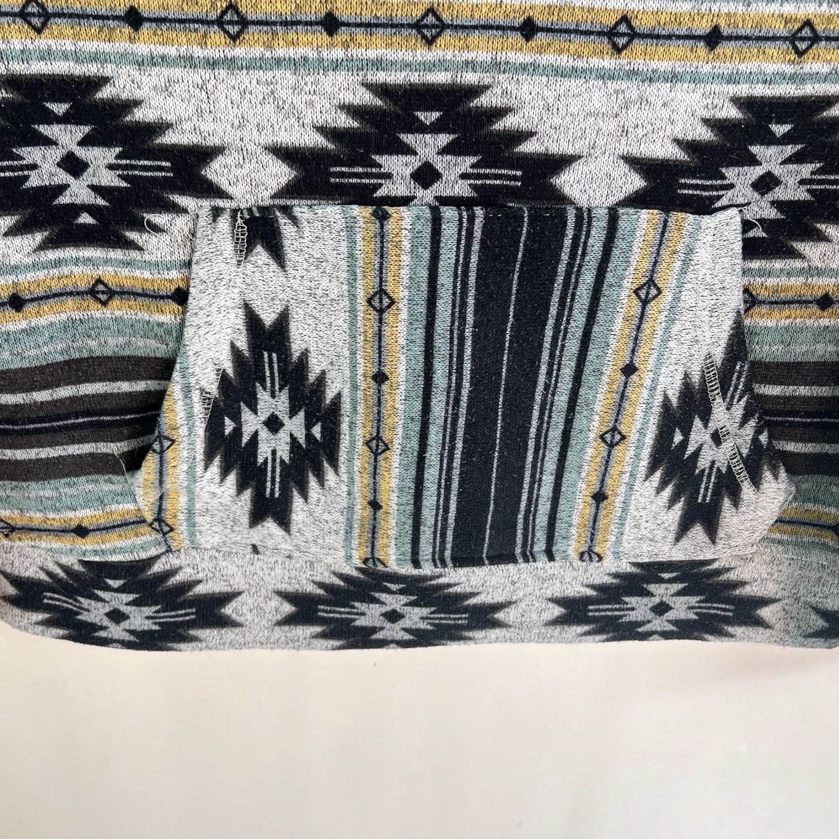 Vintage rue 21 Aztec Southwest Knit Pullover Hoodie Womens M Geometric Blue Aztec Phase (Brand: rue21) Size M / US 6-8 / IT 42-44 - 4 Thumbnail