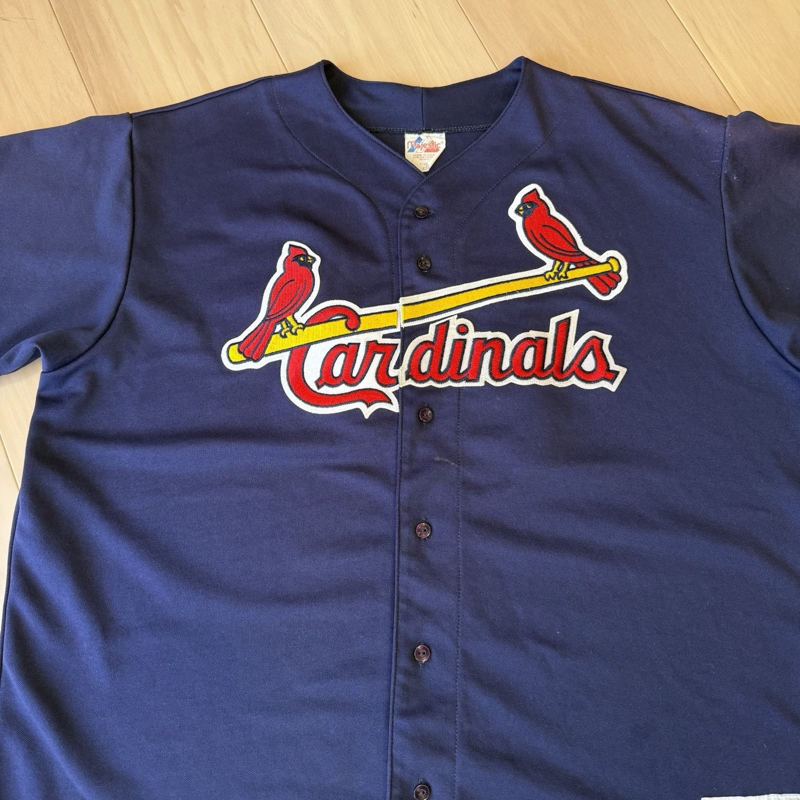 Majestic × Vintage Vintage St Louis Cardinals Jersey XL Navy 90s Majestic Size US XL / EU 56 / 4 - 3 Thumbnail