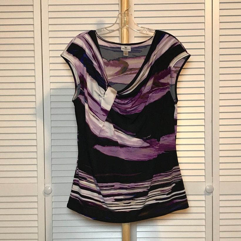 Worthington Worthington Striped Scoop Neck Cap Sleeve Blouse L Size L / US 10 / IT 46 - 1 Thumbnail