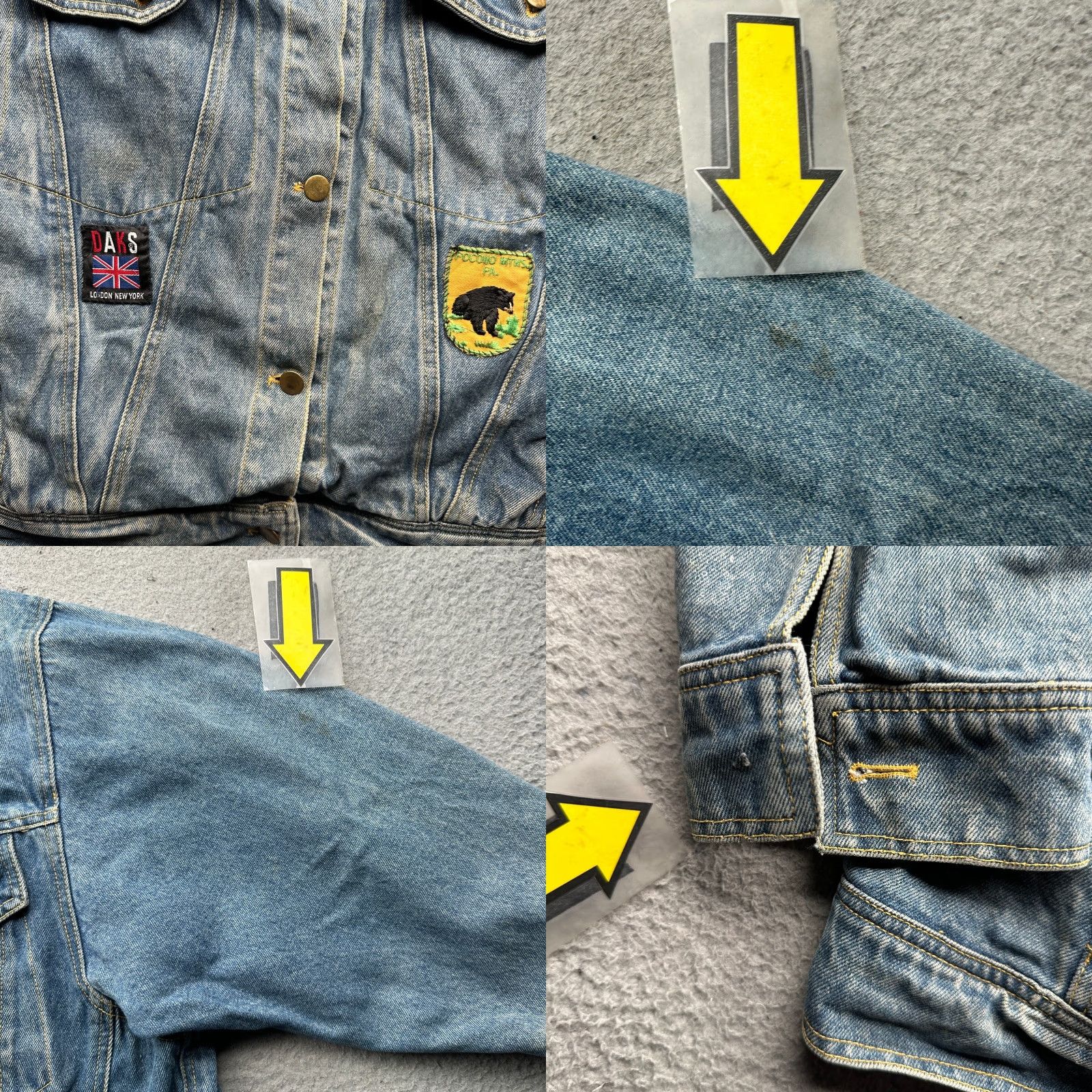 DAKS VINTAGE Komitor Denim Trucker Jacket Womens XL 90s Patchwork Patches Denim Jacket Casual Women XL Blue Size XL / US 12-14 / IT 48-50 - 9 Thumbnail