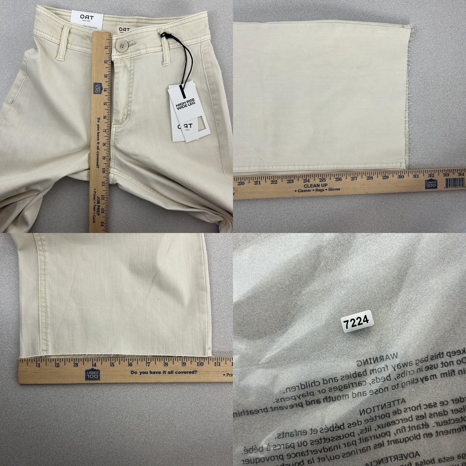 Vintage OAT New York Pants Womens 0/25 Beige High Rise Wide Leg Stretch Twill Chino Size 25" / US 0 / IT 36 - 9 Thumbnail