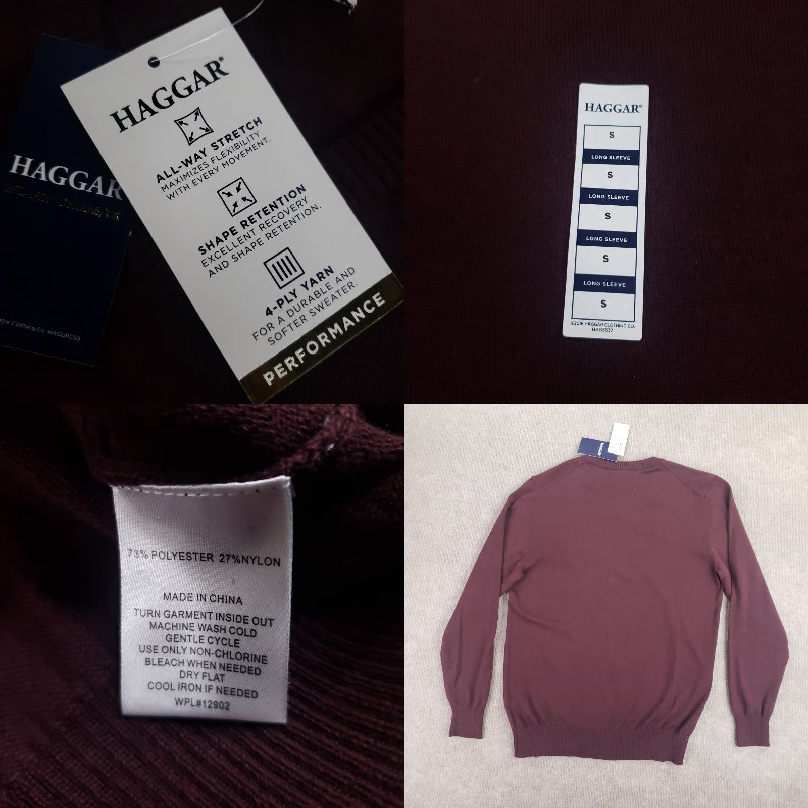 Haggar Haggar Mens Small Red Pullover V-Neck Sweater Long Sleeve Size US S / EU 44-46 / 1 - 8 Thumbnail