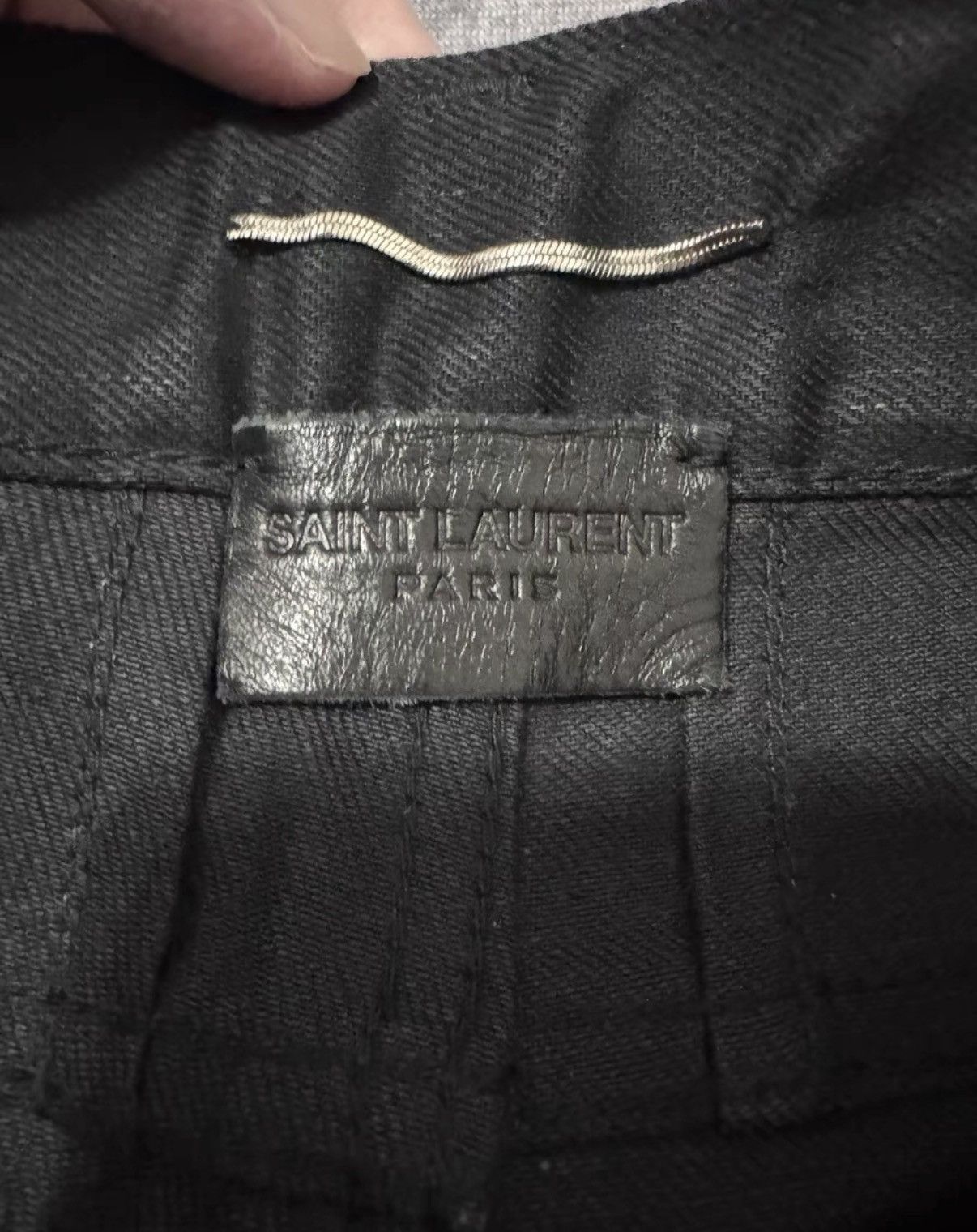 Saint Laurent Paris SLP) 15FW Coated Waxed Heavy Distressed Denim Jeans Size US 29 - 7 Thumbnail