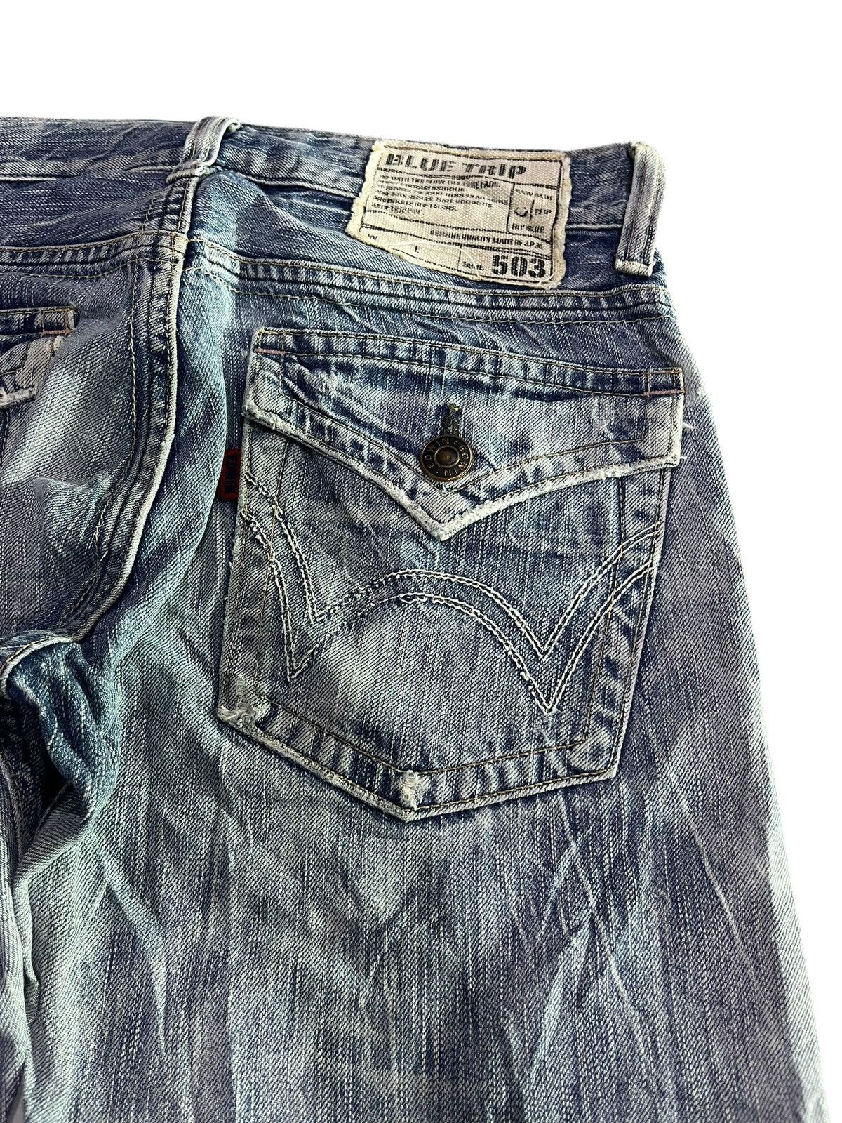 If Six Was Nine × Japanese Brand 🇯🇵 FLARE Y2K EDWIN BLUE TRIP 503 DENIM JEANS Size US 32 / EU 48 - 13 Thumbnail