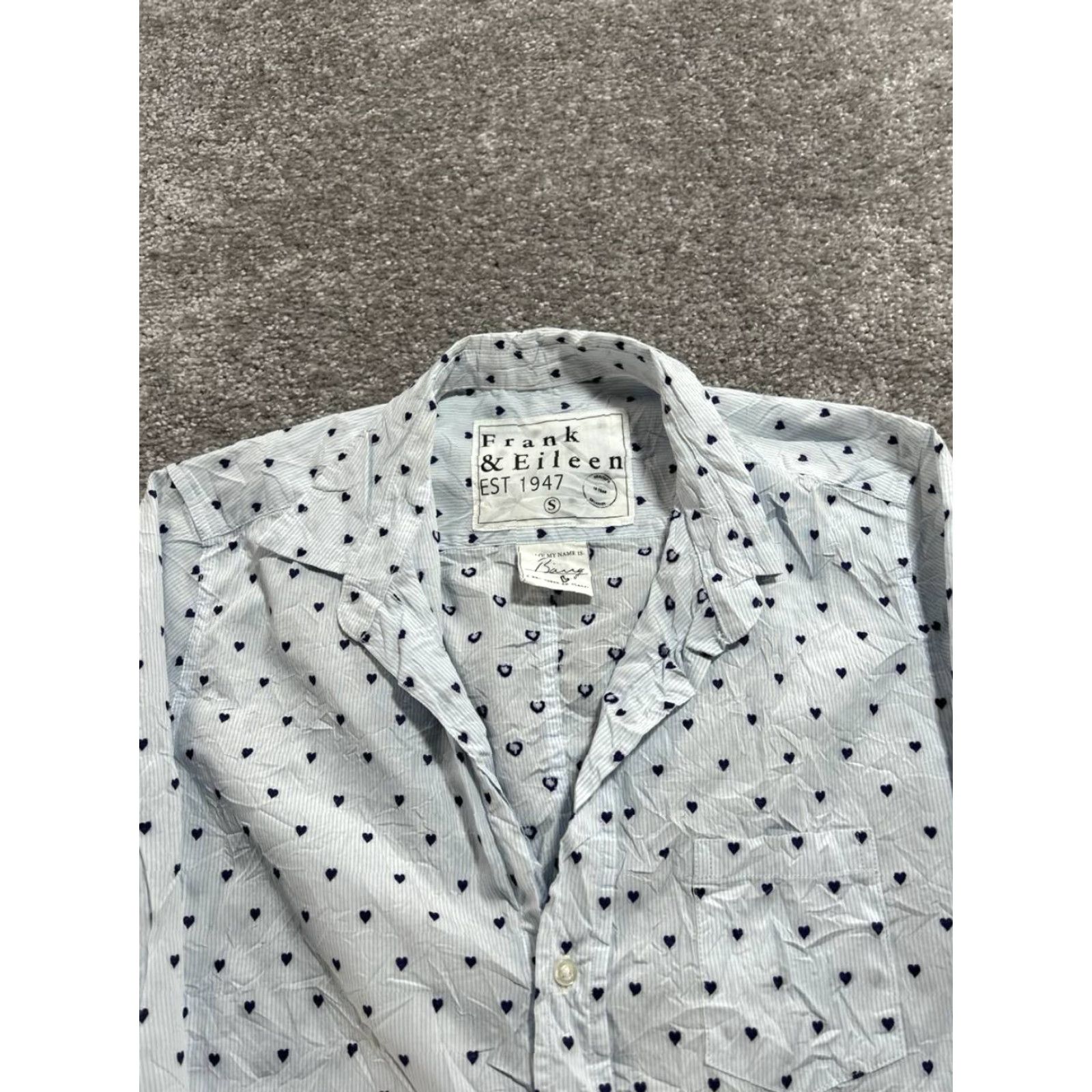 Frank & Eileen Frank & Eileen Shirt Womens Small Blue Barry Crinkle Heart Button Up Striped Long Sleeve Casual Size S / US 4 / IT 40 - 3 Thumbnail