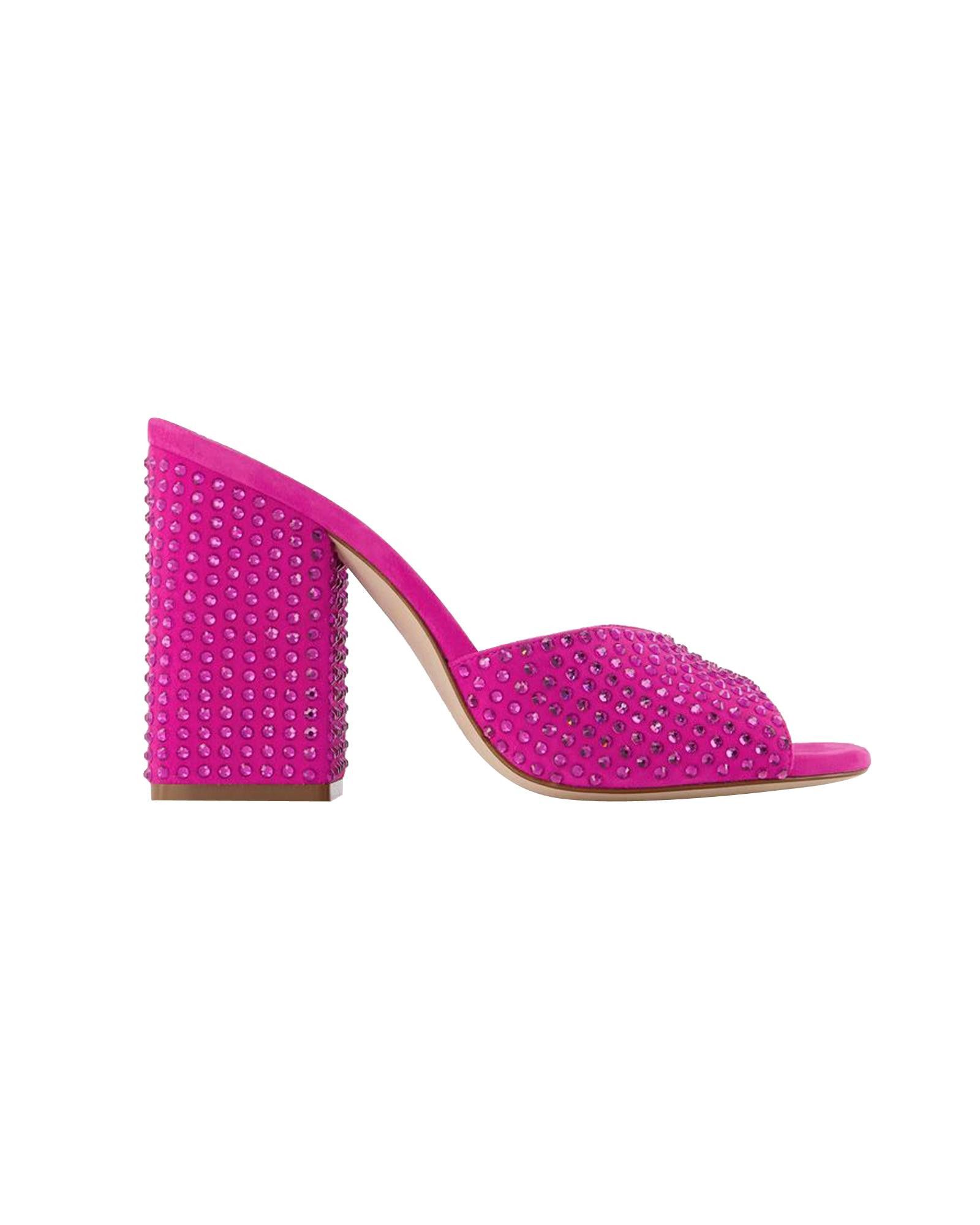 image of Paris Texas Crystal Almond-Toe Slip-On Sandals With 10 Cm Heel Shoes - True To Size - European Sizi