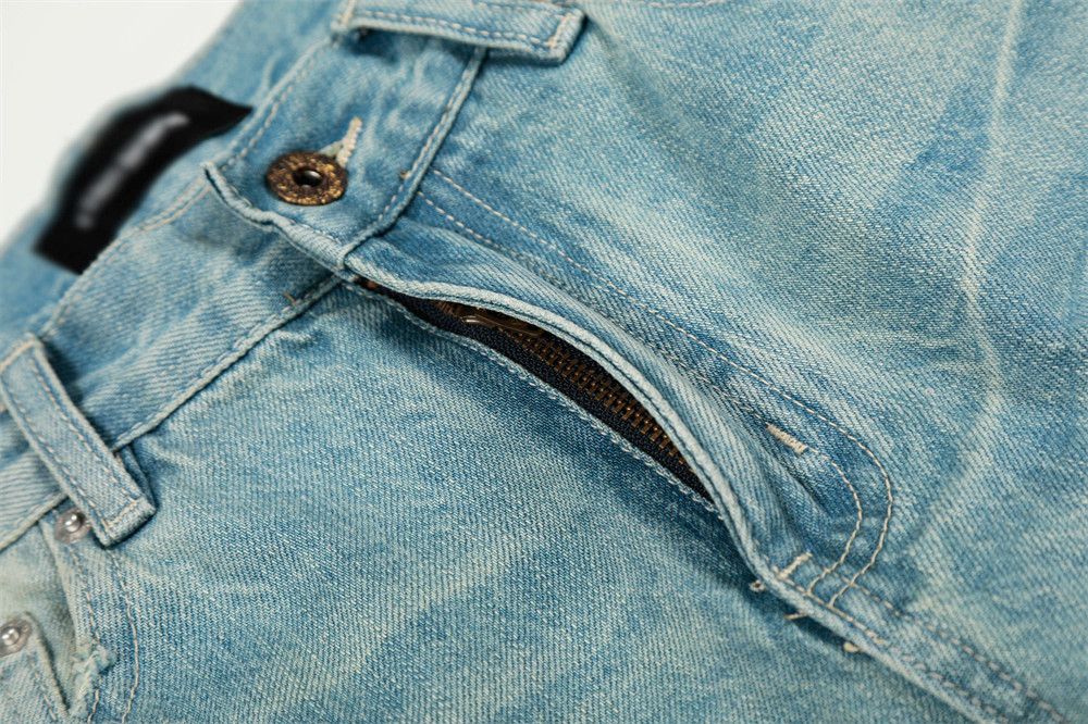 Jean Retro men's wide-leg loose distressed straight washed jeans Size US 32 / EU 48 - 4 Thumbnail