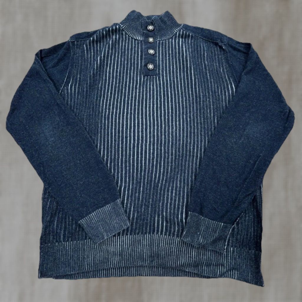 BKE BKE Sweater Men L Black Gray Mock Neck Zip Heavy Knit Henley Casual Classic Size US L / EU 52-54 / 3 - 1 Thumbnail