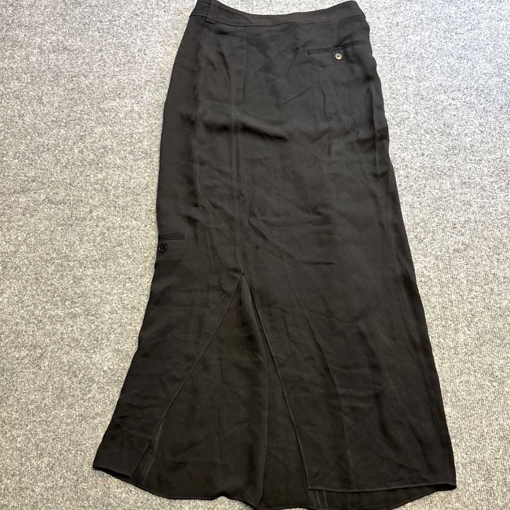 Joseph VINTAGE Joseph Women's Skirt Maxi 34 Black Silk Long Wrap Maxi Sheer Pockets Womens Size 24" / US 00 / IT 34 - 6 Thumbnail