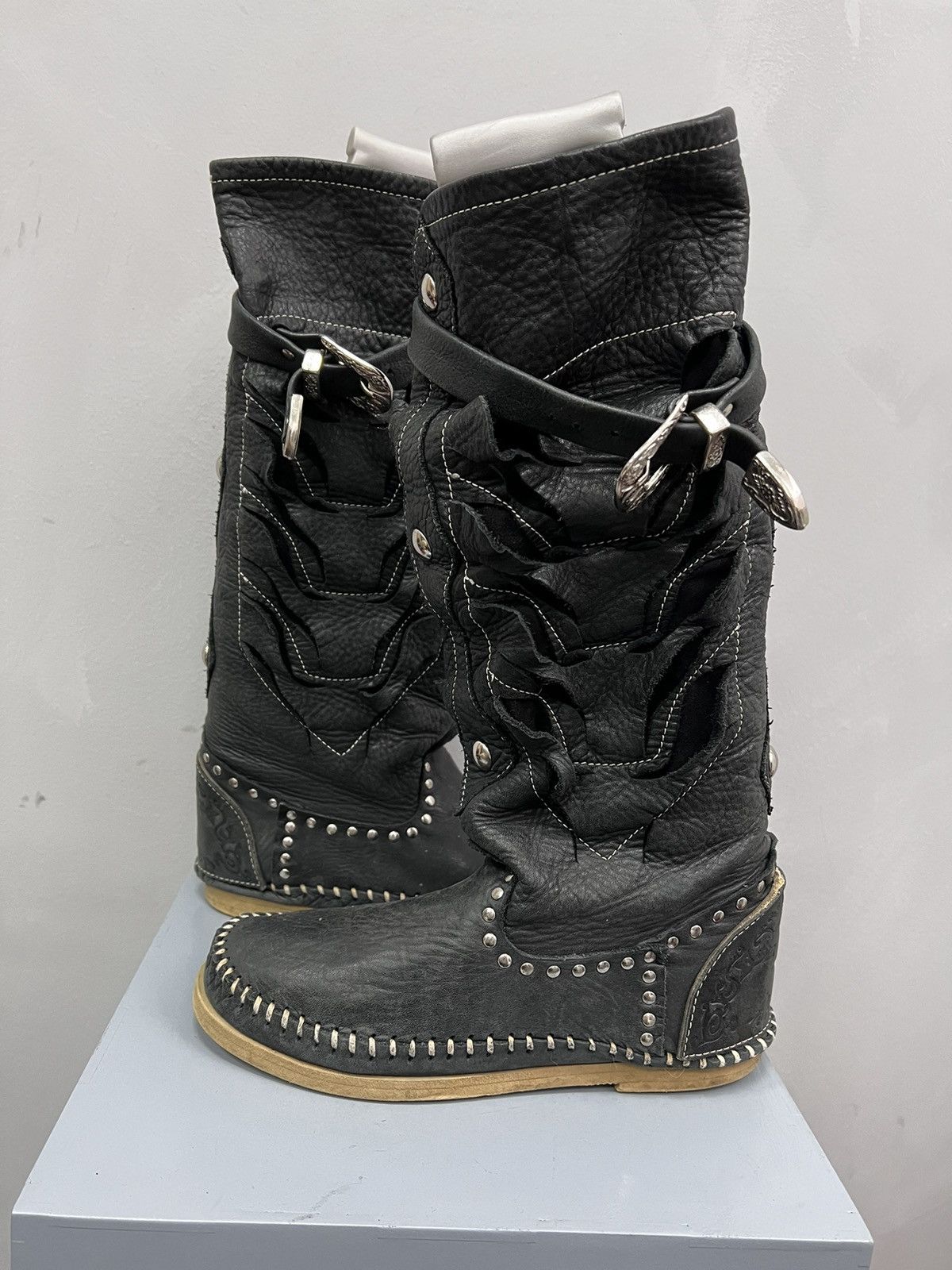 14th Addiction × Japanese Brand VINTAGE 14thAddiction style 00s Leather Boots high top shoes Size US 7 / IT 37 - 15 Thumbnail