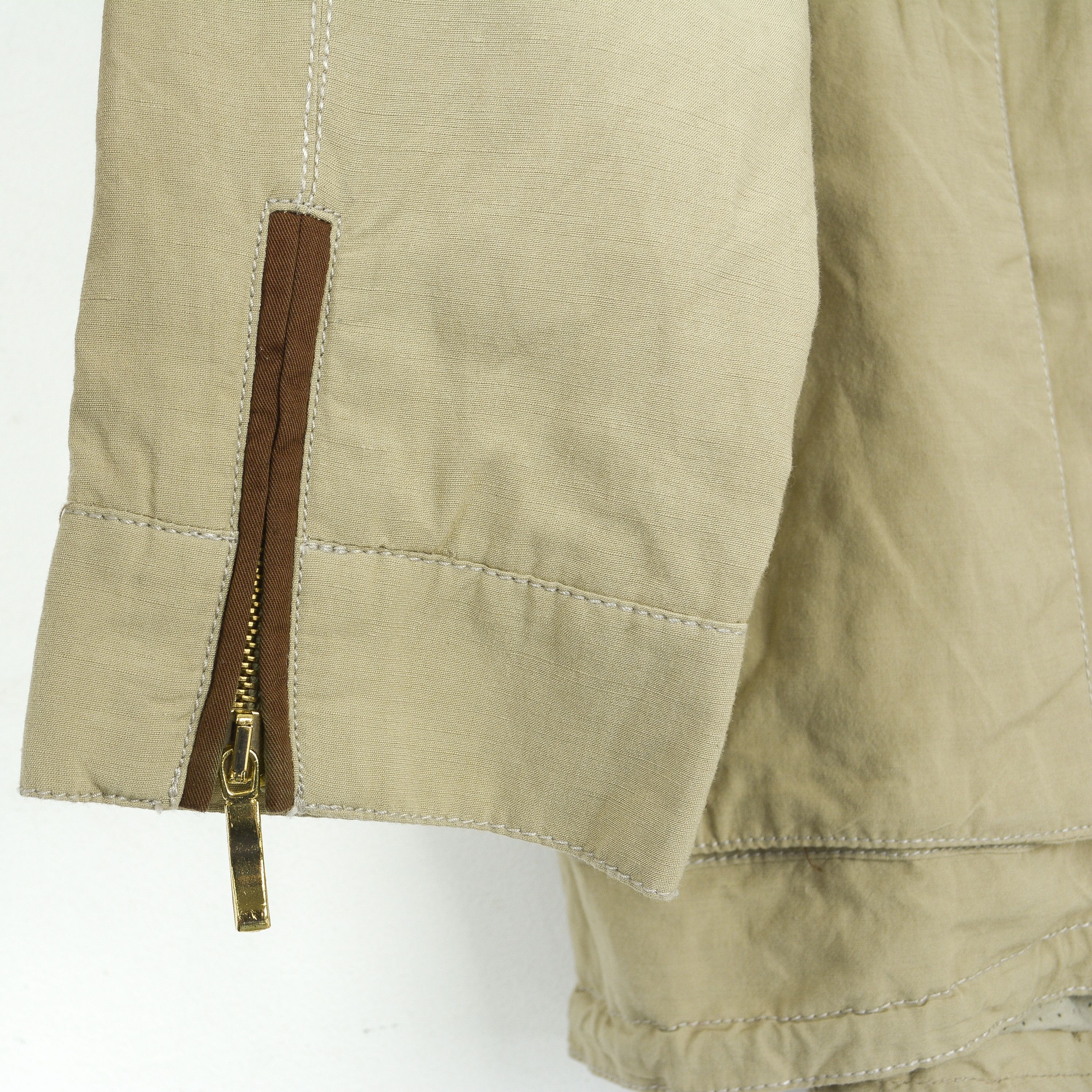Zara linen Jacket Collared Coat Trench Zip Beige Outerwear Top Size M / US 6-8 / IT 42-44 - 5 Thumbnail