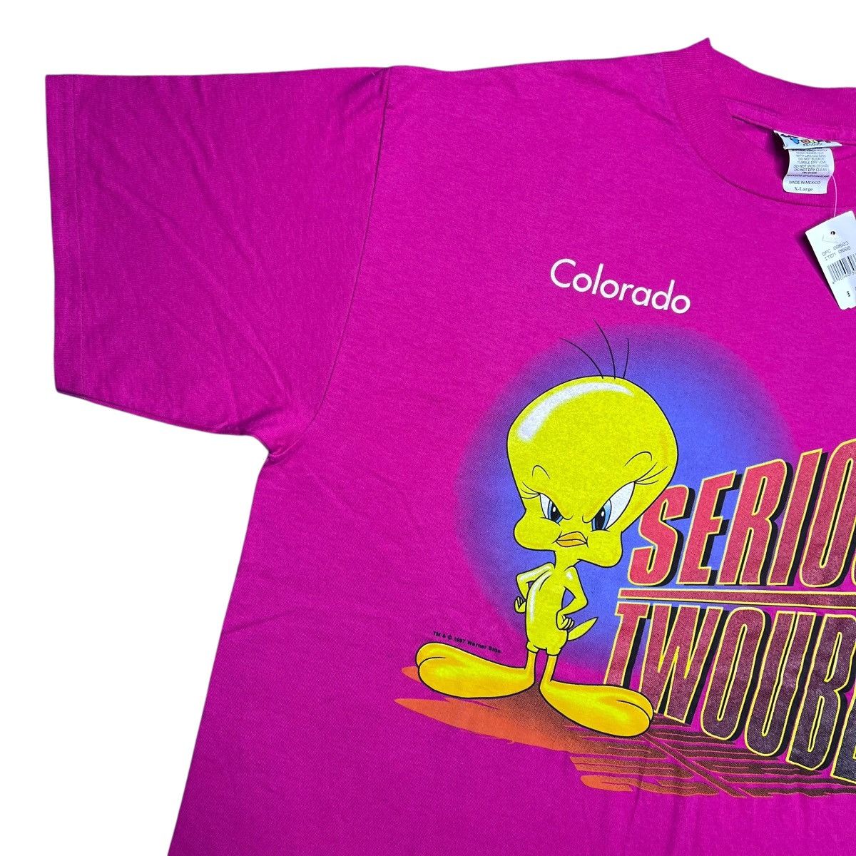 Warner Bros Vtg 1997 Looney Tunes Tweety Serious Twouble Colorado Tee Size US XL / EU 56 / 4 - 7 Thumbnail