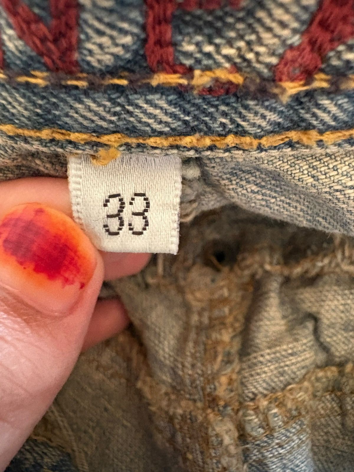 If Six Was Nine Vintage Japanese Brand Double Waist Mud Wash Baggy Jean Size US 33 - 13 Thumbnail