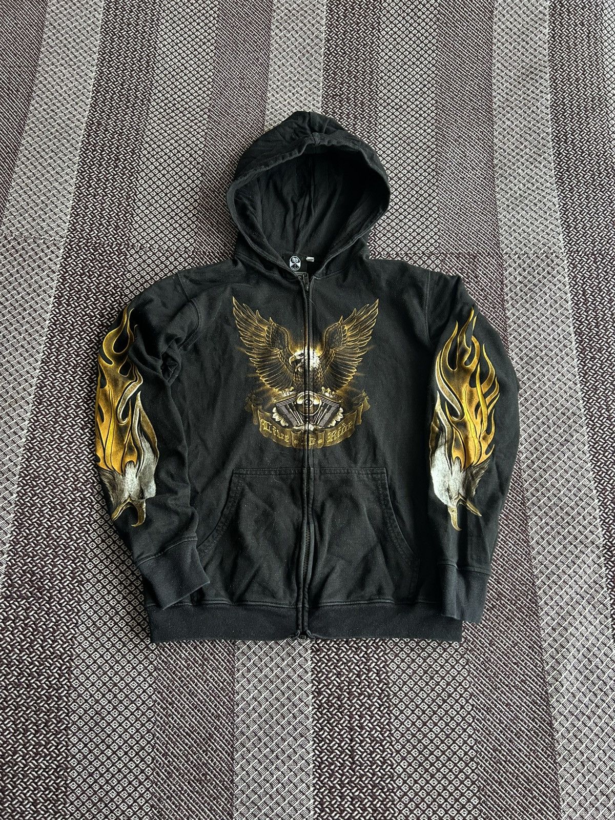 Japanese Brand Vintage Flame Eagle Print Streetwear Zip Hoodie Y2K Size S Size US S / EU 44-46 / 1 - 6 Thumbnail