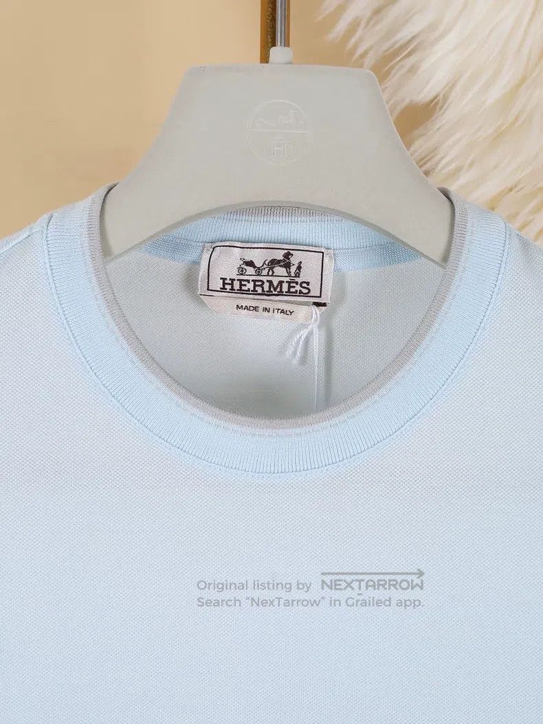 Hermes Hermes Mens Cotton Short Sleeve T-Shirt with Grey Collar E Size US S / EU 44-46 / 1 - 5 Thumbnail