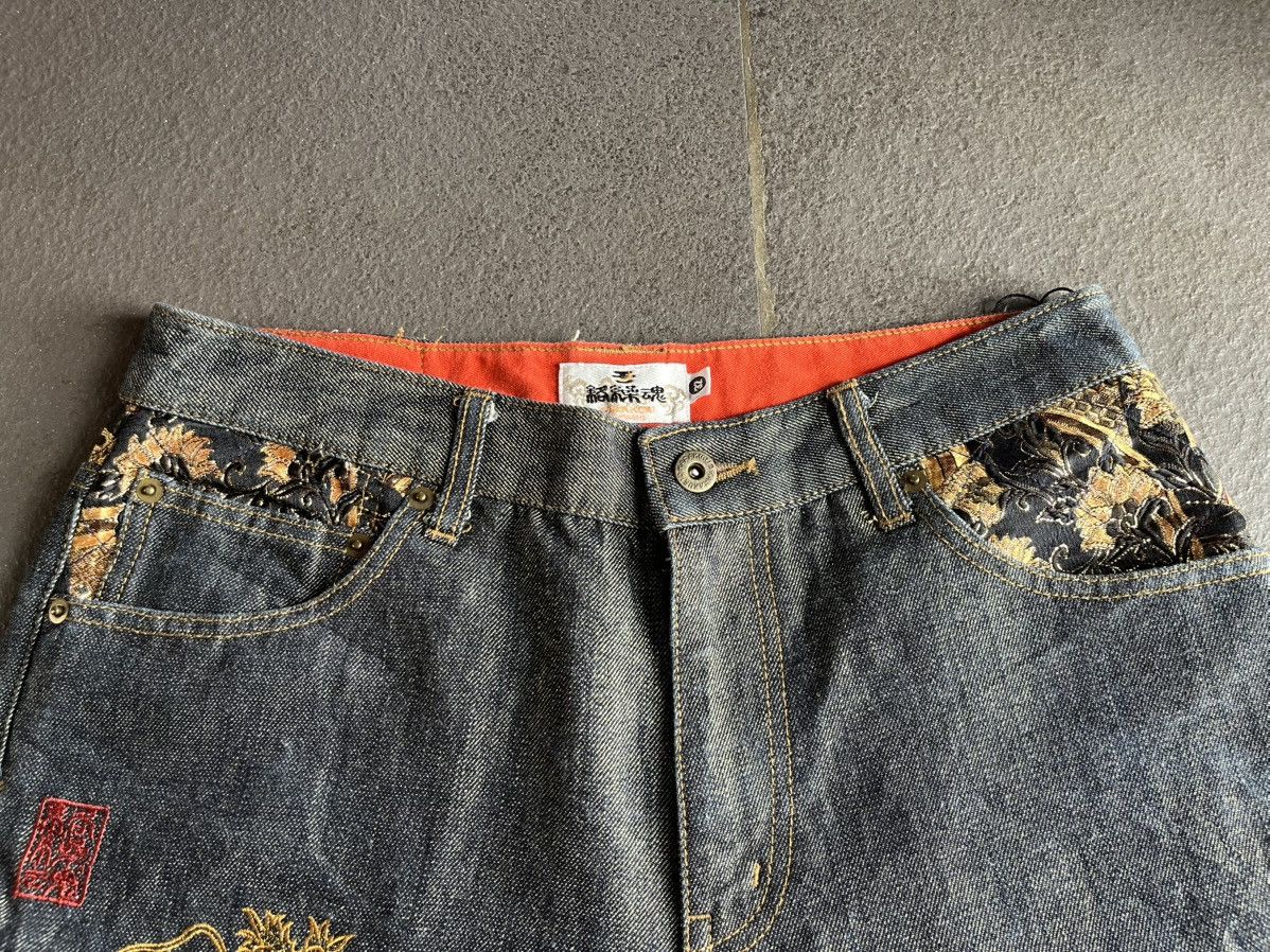 Karakuri Tamashii Dragon and Fire Embroidery Jorts Denim Japanese Size US 32 / EU 48 - 6 Thumbnail