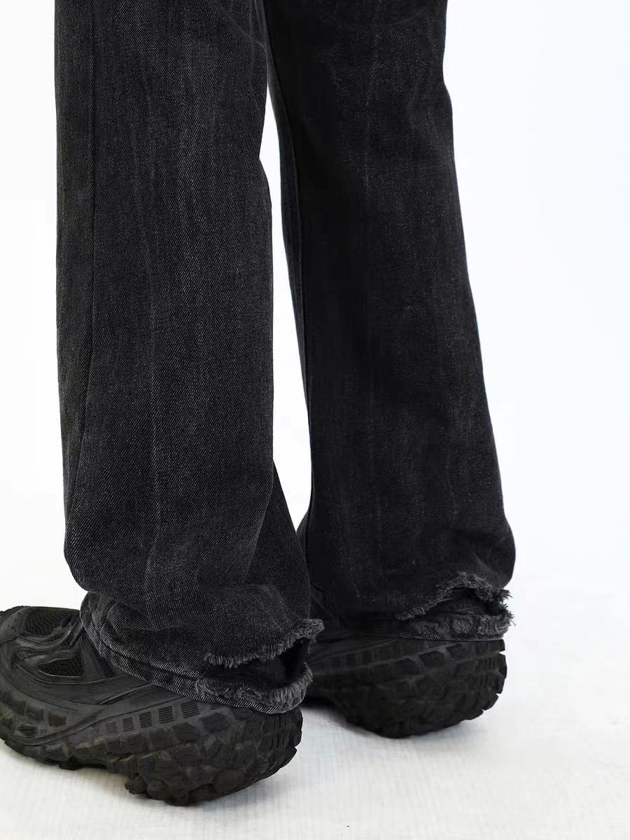 Japanese Brand × Jean Vintage washed and worn black ripped micro flare jeans Size US 34 / EU 50 - 4 Thumbnail