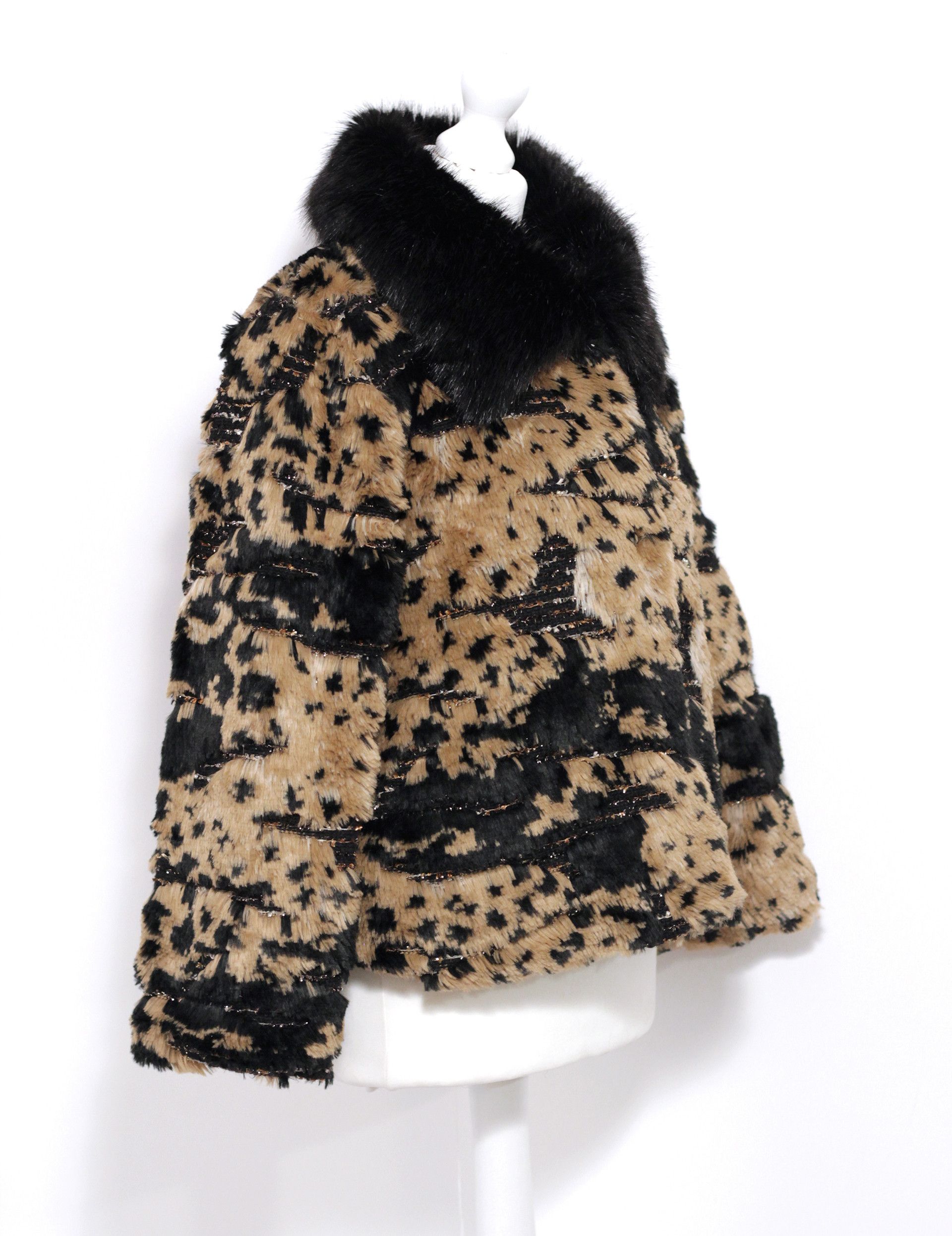 Other Faux fur jacket with tweed, leopard print Size ONE SIZE - 2 Thumbnail