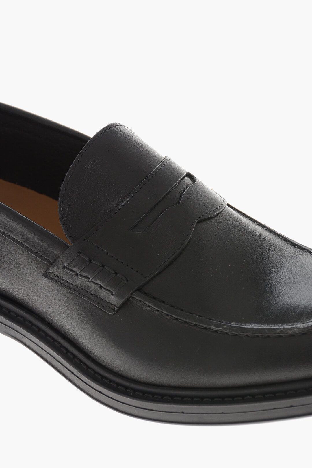 Testoni og1mm0226 Brushed Leather Penny Loafers in Black Size US 8 / EU 41 - 4 Thumbnail