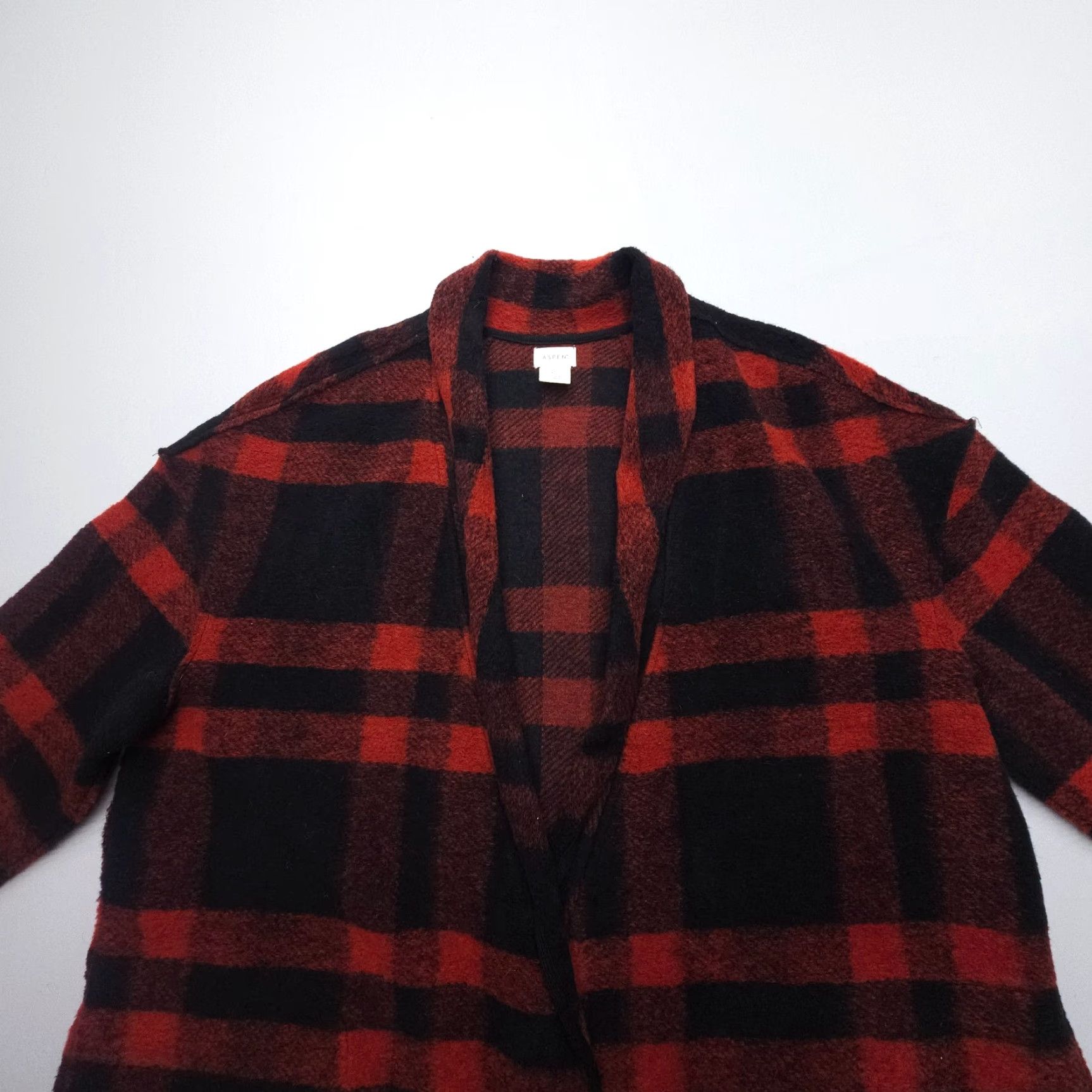 Vintage Aspen Cardigan Womens Large Red Plaid Wool Blend Open Knit Cozy Sweater Winter Fall Spring Summer Casual Womens Size L / US 10 / IT 46 - 4 Thumbnail