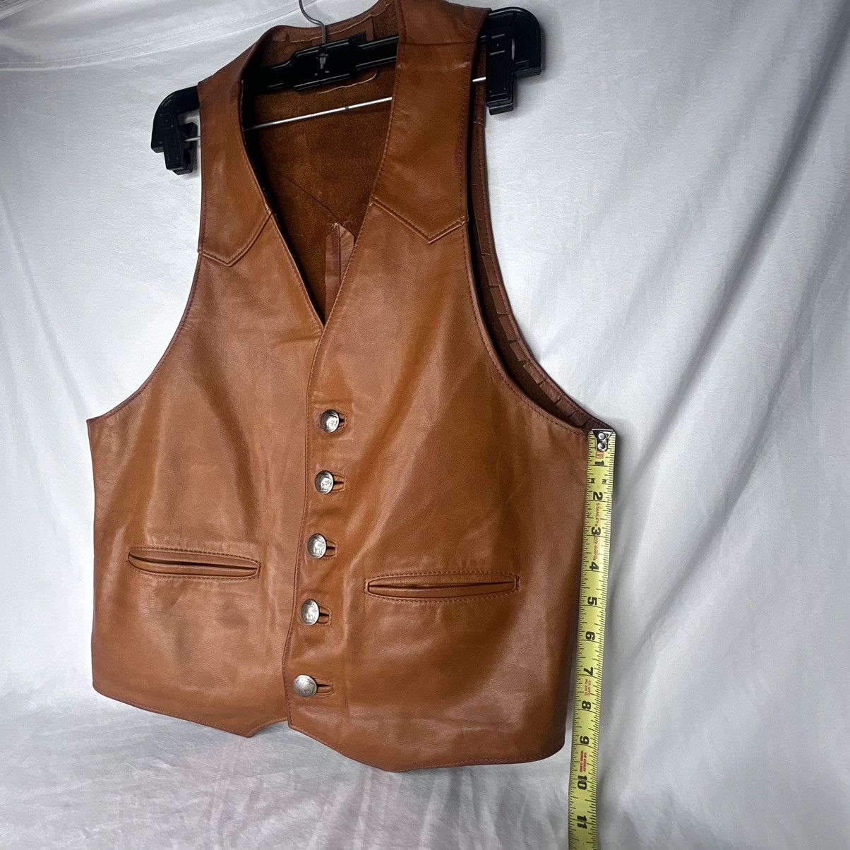 Vintage VTG USA Lew N Me Leather Western Cowboy Vest Buffalo Nickel Size US M / EU 48-50 / 2 - 6 Thumbnail
