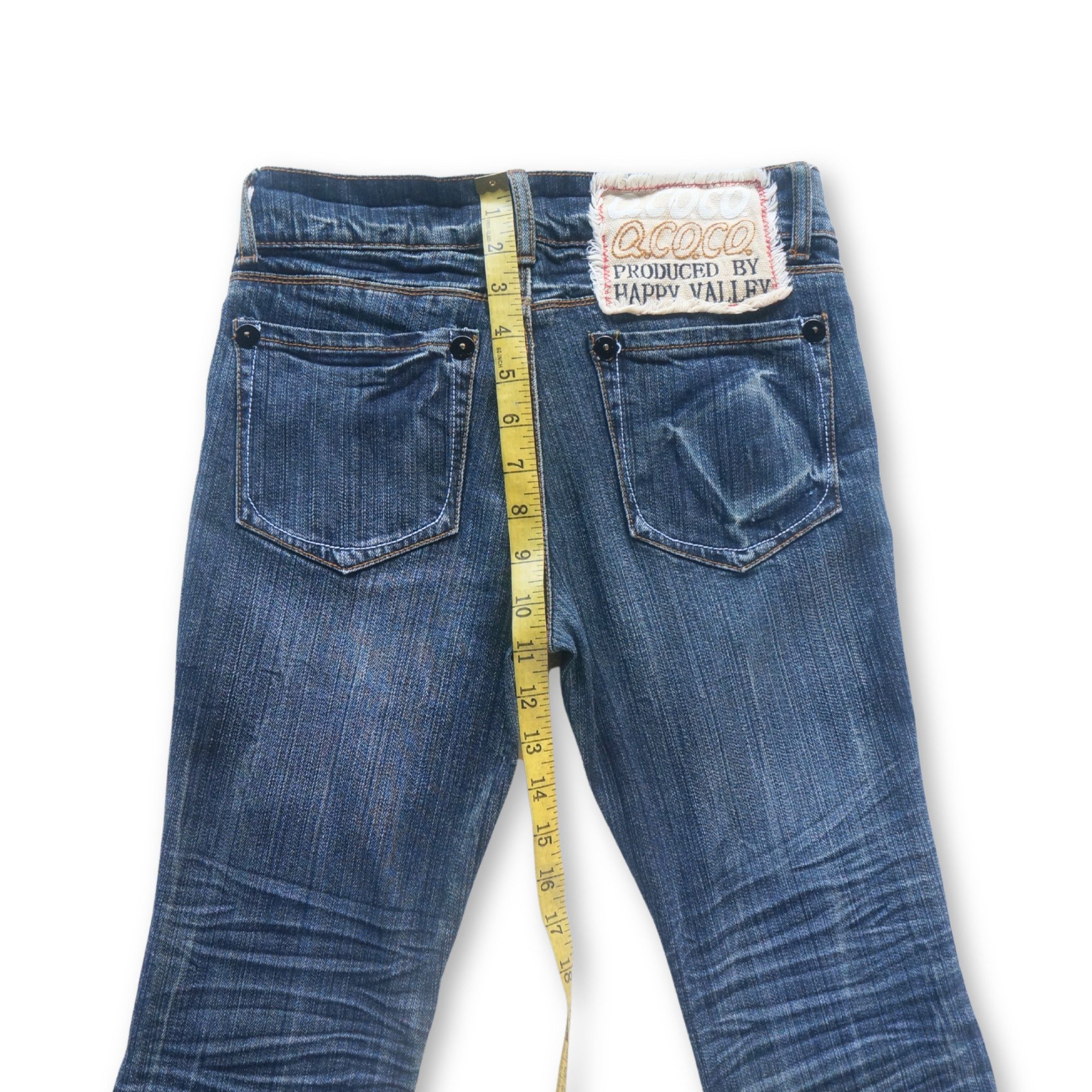 Japanese Brand Q.CO.CO By Happy Valley Low Rise Flare Whisker Jeans Size 26" / US 2 / IT 38 - 11 Thumbnail