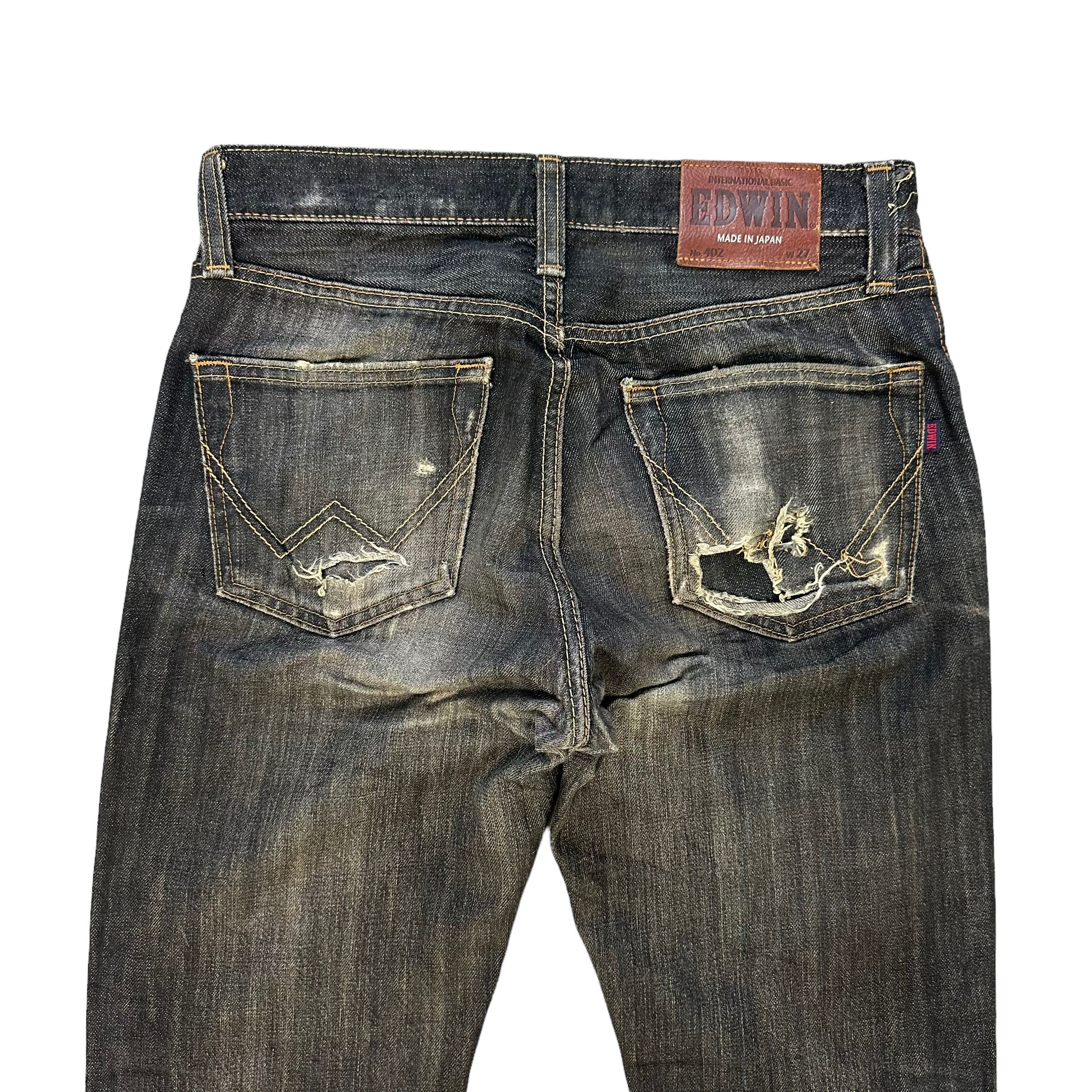 Edwin TRASHED🔥 VINTAGE EDWIN DISTRESSED JEANS #7627-158 Size US 27 - 13 Thumbnail