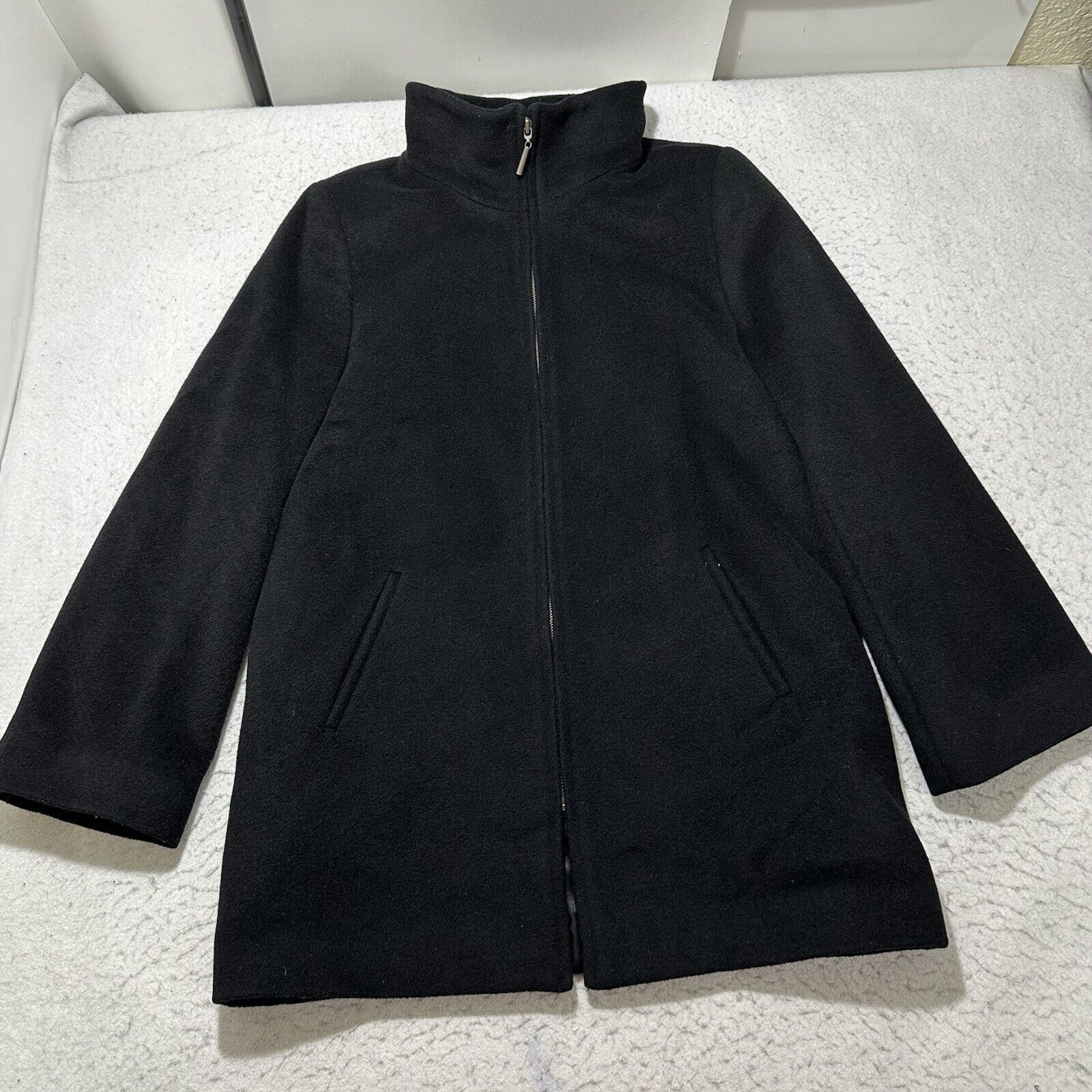 Other Dana Buchman 8 Black Wool Angora Blend High Neck Coat Jacket Size M / US 6-8 / IT 42-44 - 1 Thumbnail