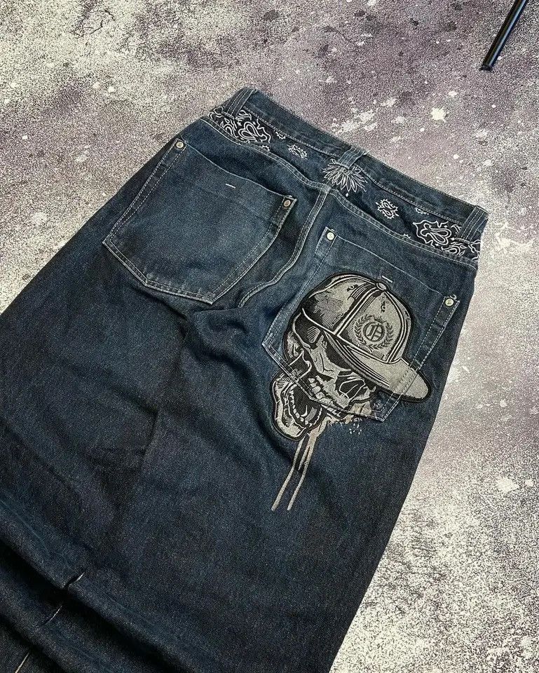 Other Punk Skeleton Print Baggy Jeans Size US 33 - 2 Thumbnail