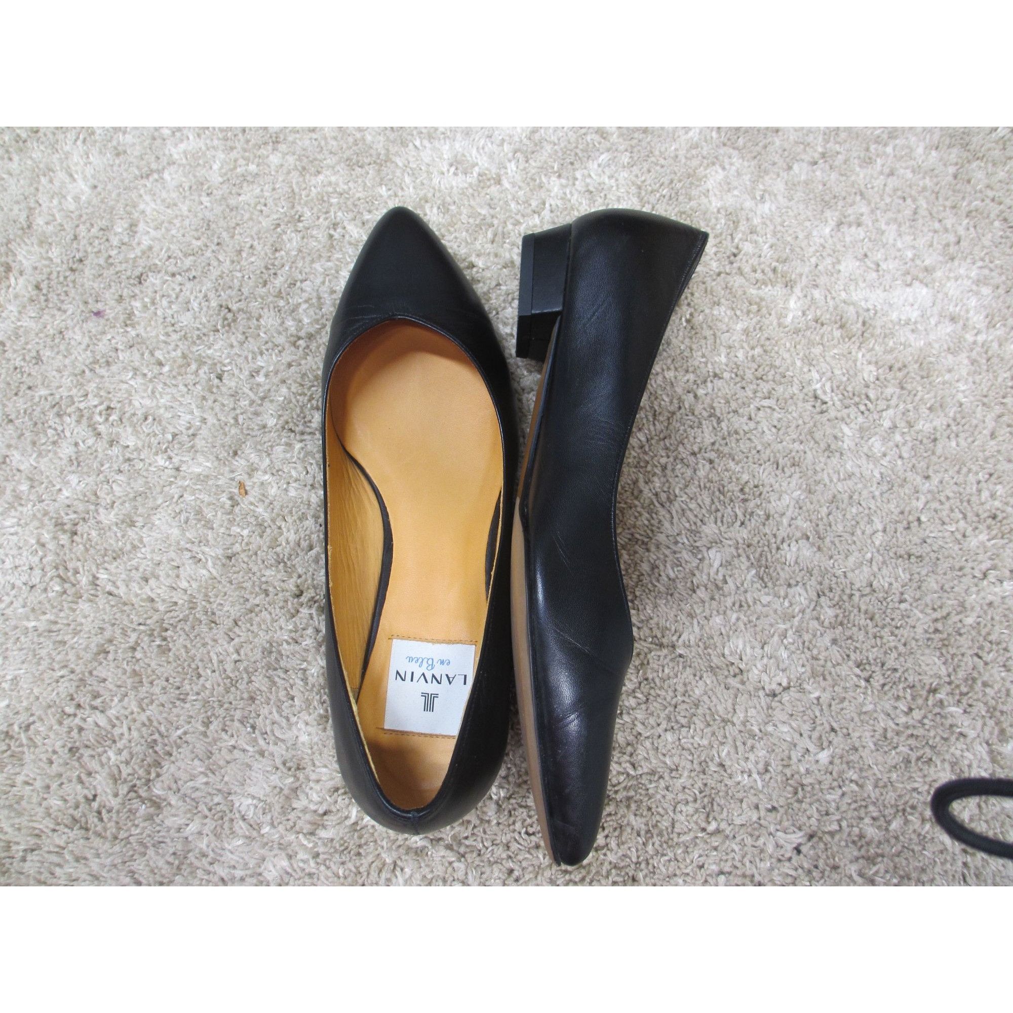 Lanvin LEVIN EN BLEU BLACK LEATHER FLATS SIZE 24 JAPANESE OR 7 U.S. Size US 7 / IT 37 - 6 Thumbnail