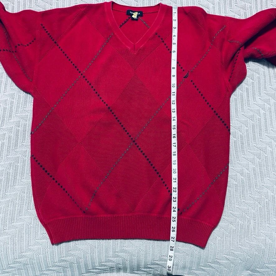 Nautica Vintage Nautica red argyle v neck sweater Size US XL / EU 56 / 4 - 7 Thumbnail