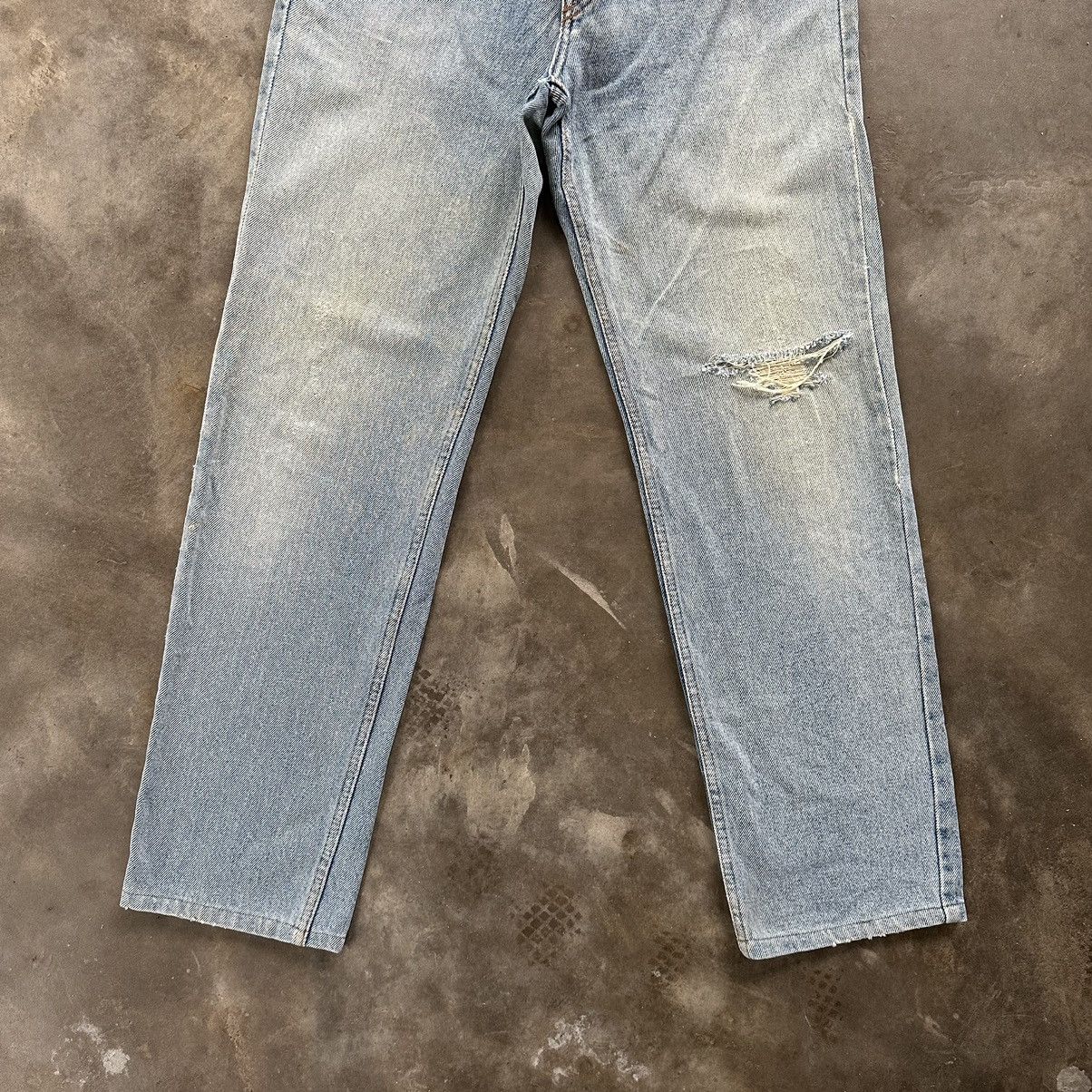 Japanese Brand W29 Vintage Turquoise Distressed Faded Denim Jean Pant Size US 29 - 2 Thumbnail